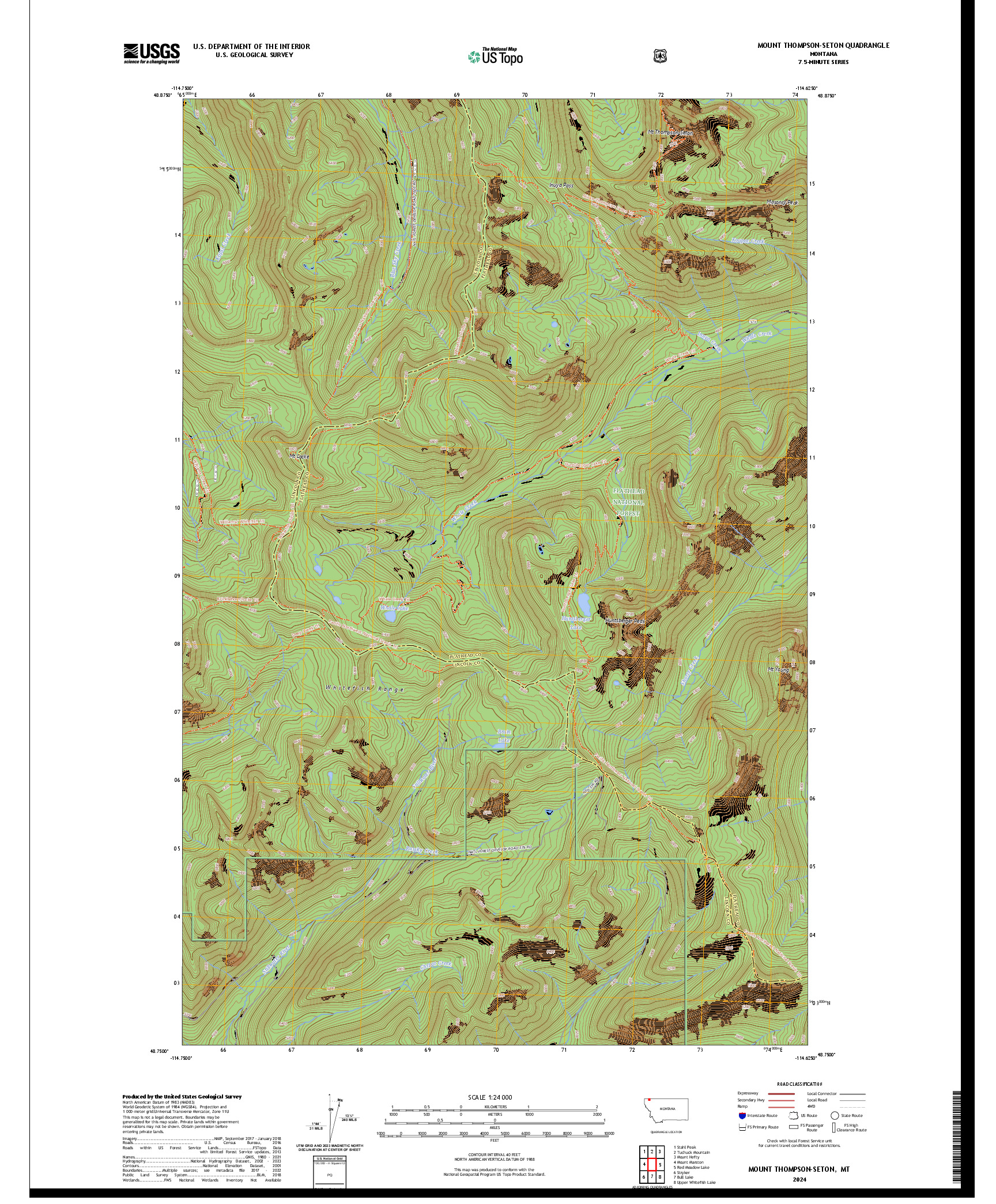US TOPO 7.5-MINUTE MAP FOR MOUNT THOMPSON-SETON, MT