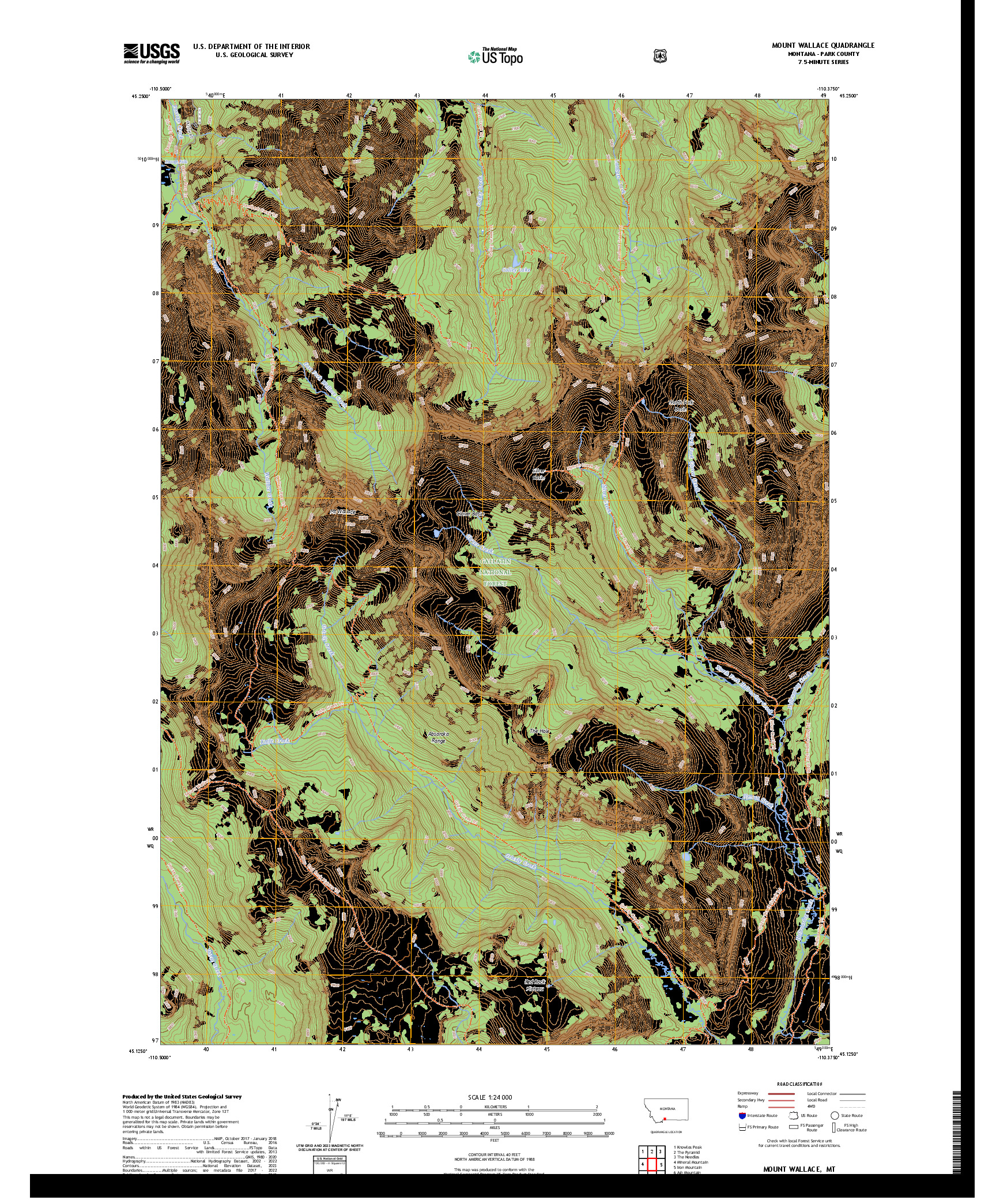 US TOPO 7.5-MINUTE MAP FOR MOUNT WALLACE, MT