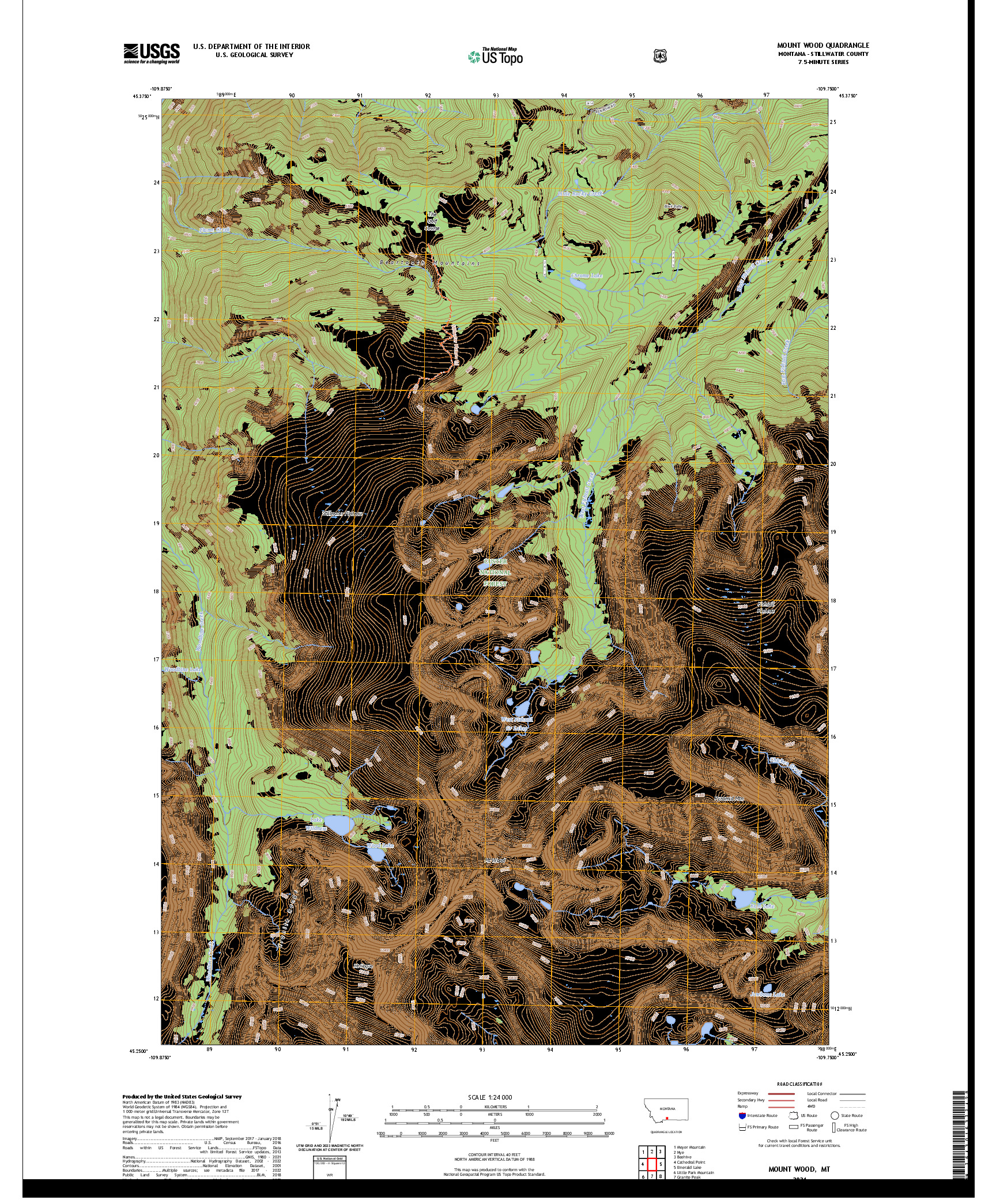 US TOPO 7.5-MINUTE MAP FOR MOUNT WOOD, MT