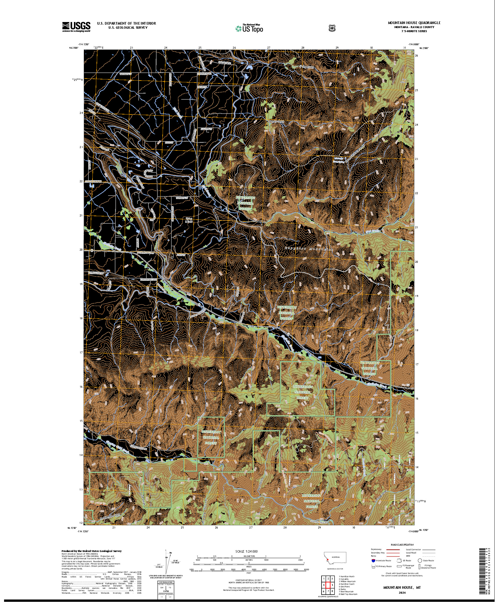 US TOPO 7.5-MINUTE MAP FOR MOUNTAIN HOUSE, MT