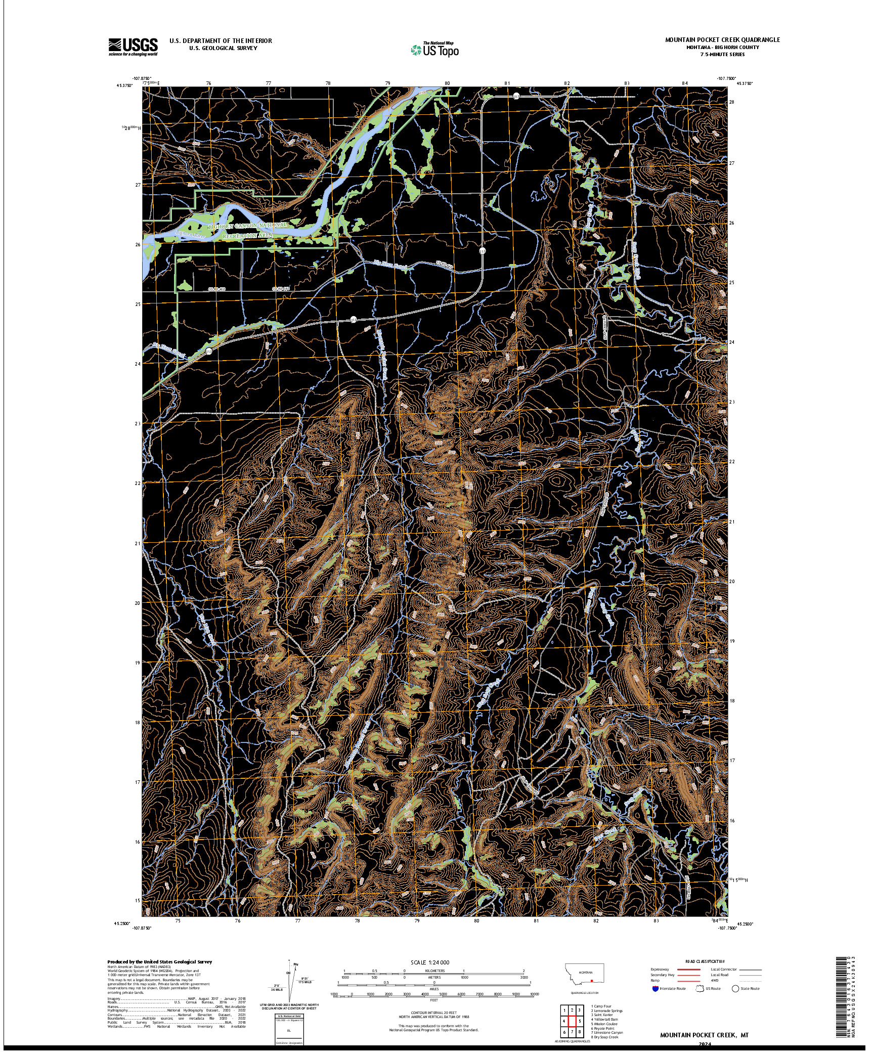 US TOPO 7.5-MINUTE MAP FOR MOUNTAIN POCKET CREEK, MT
