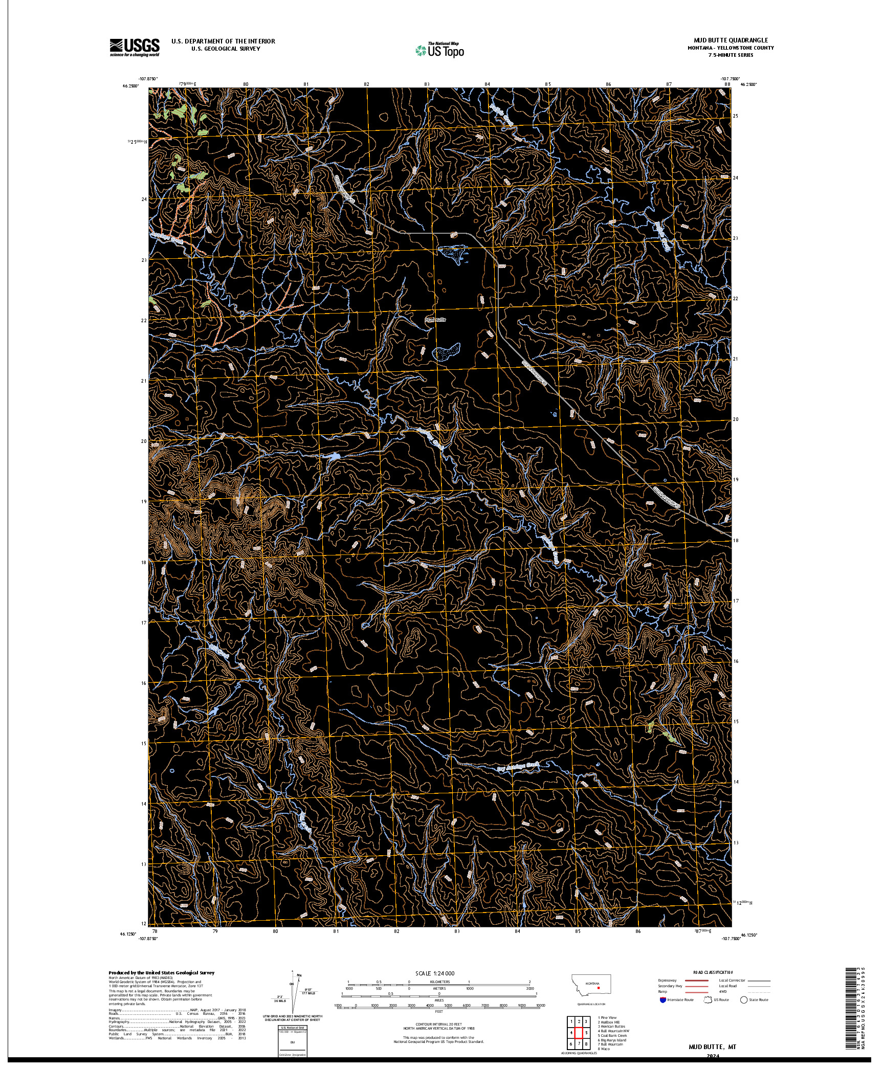 US TOPO 7.5-MINUTE MAP FOR MUD BUTTE, MT