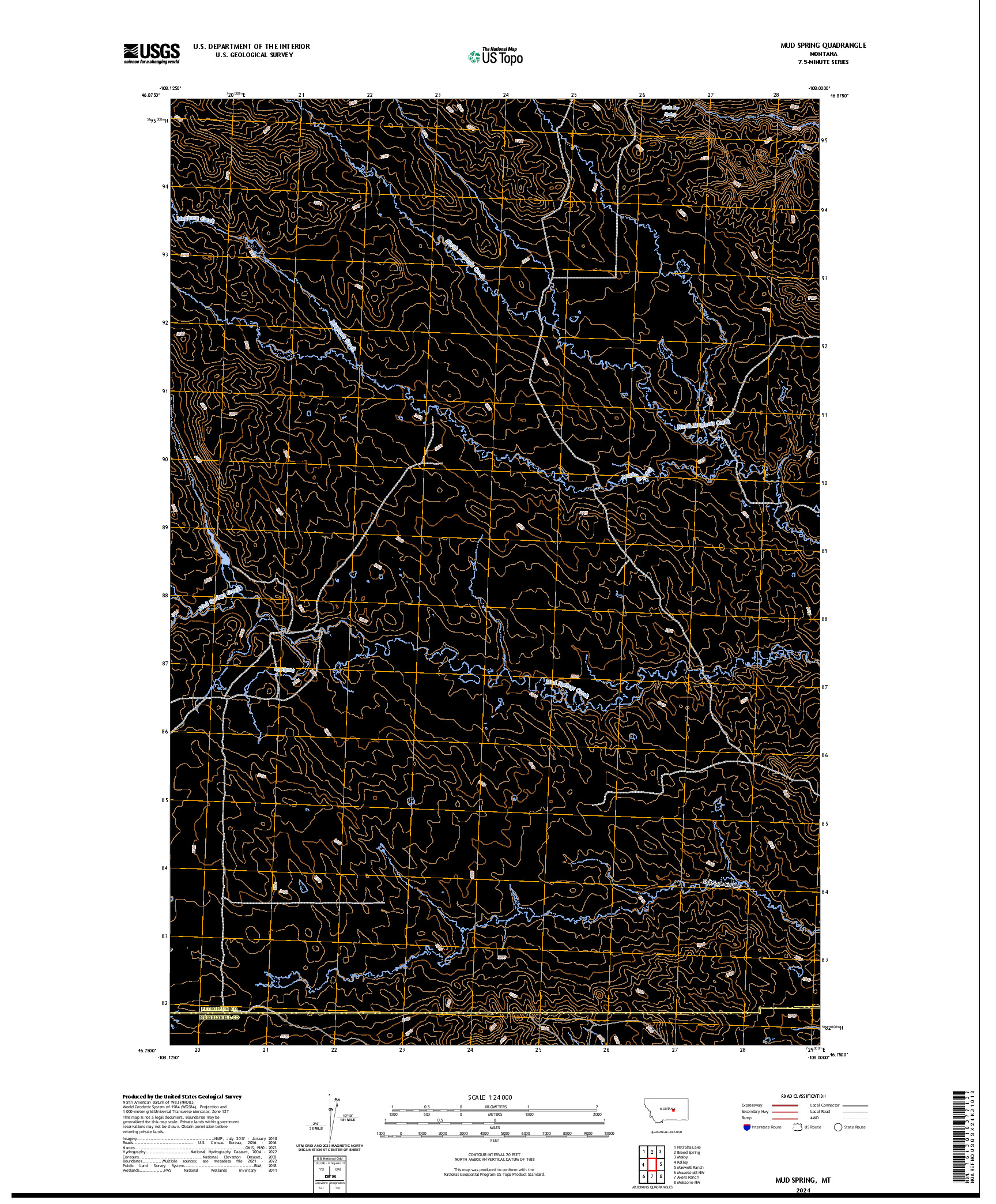 US TOPO 7.5-MINUTE MAP FOR MUD SPRING, MT