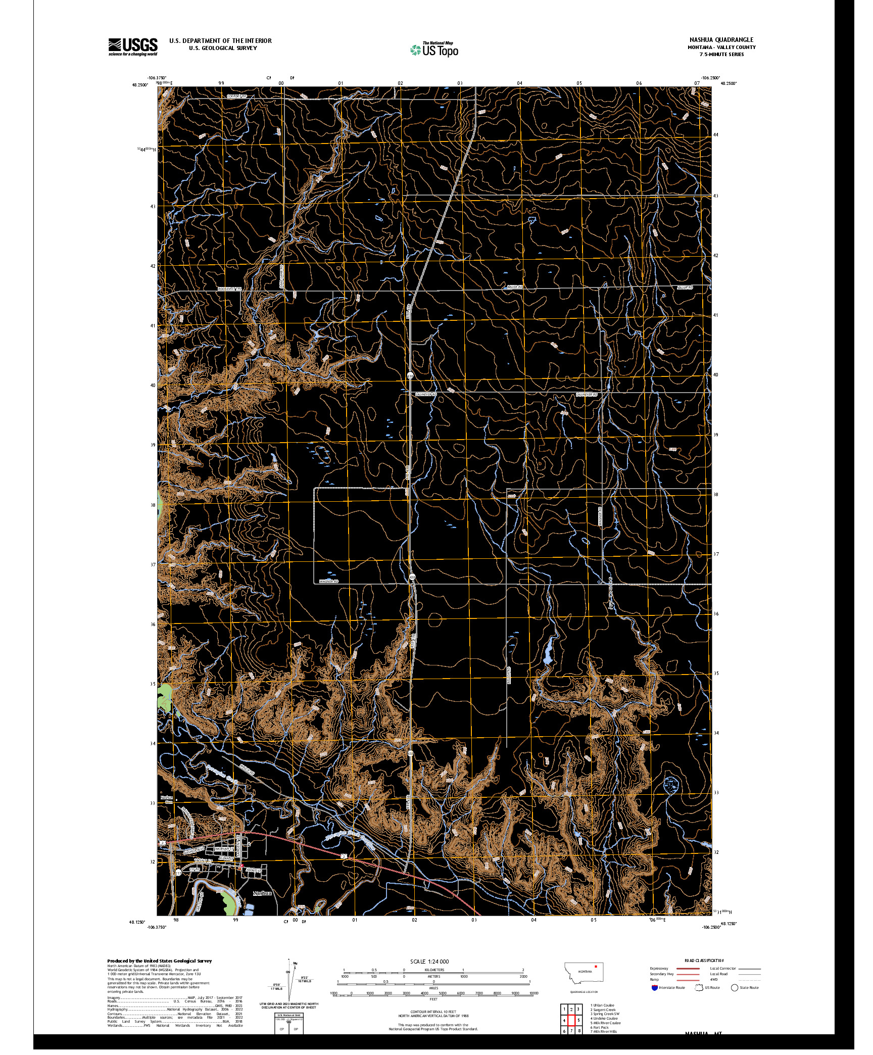 US TOPO 7.5-MINUTE MAP FOR NASHUA, MT