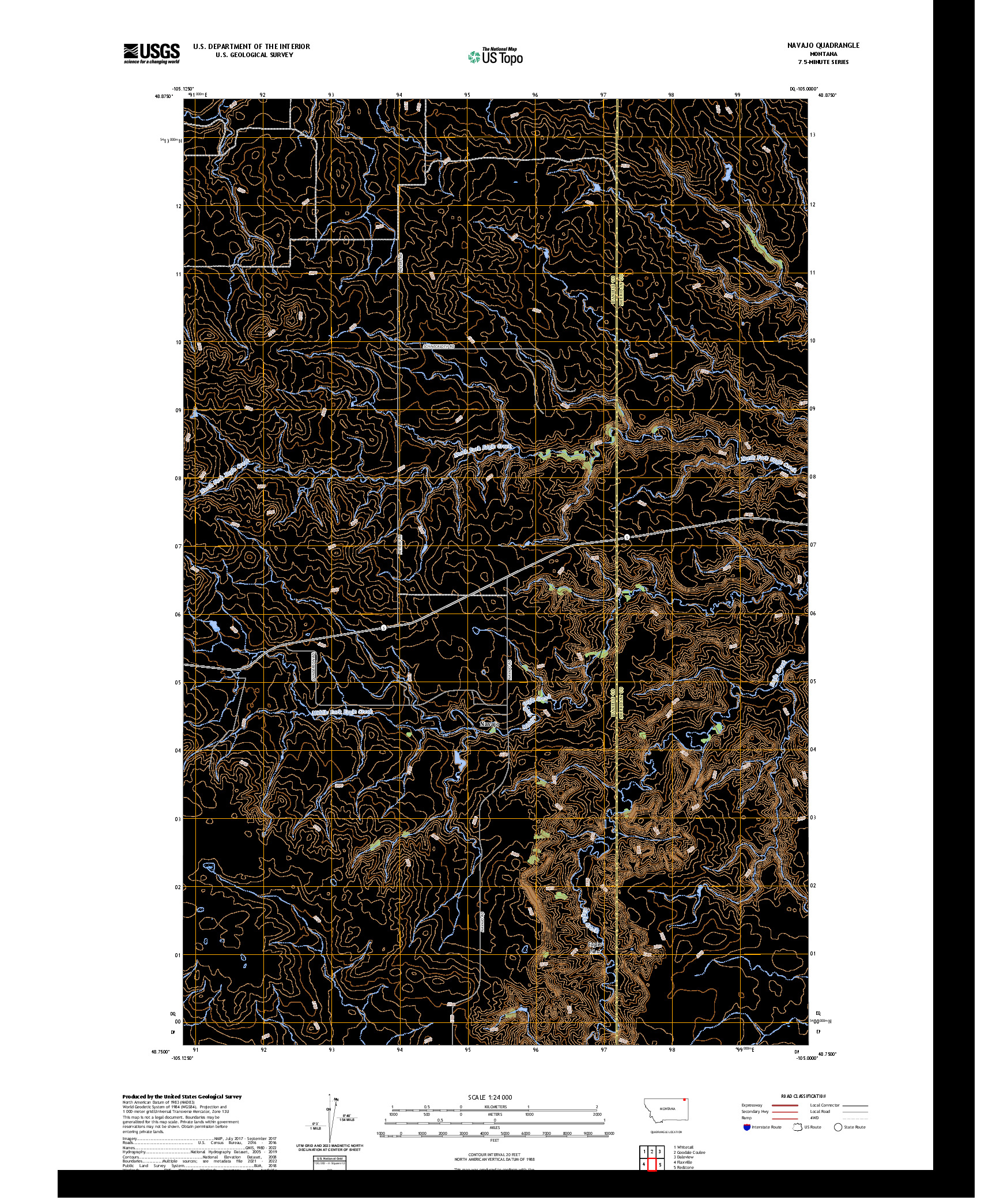 US TOPO 7.5-MINUTE MAP FOR NAVAJO, MT