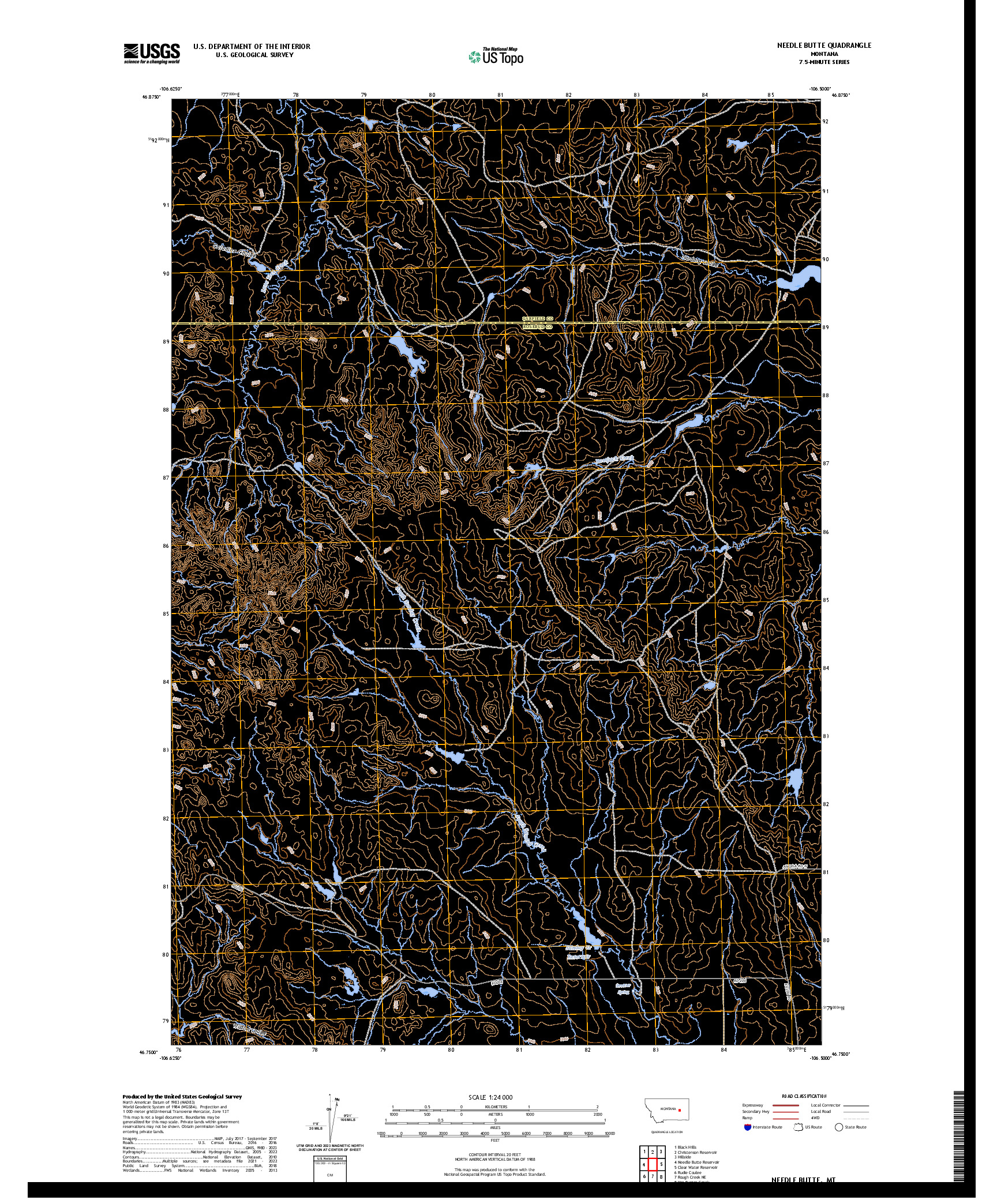 US TOPO 7.5-MINUTE MAP FOR NEEDLE BUTTE, MT