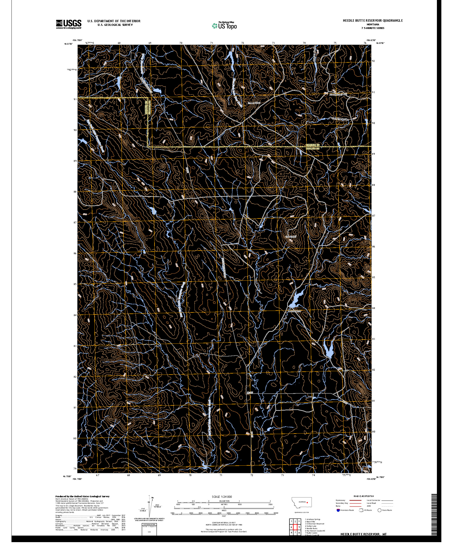 US TOPO 7.5-MINUTE MAP FOR NEEDLE BUTTE RESERVOIR, MT