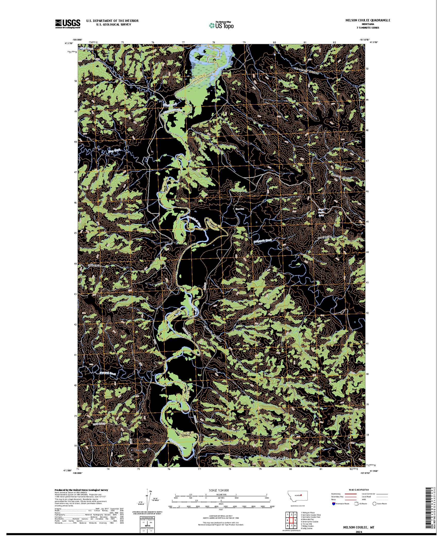 US TOPO 7.5-MINUTE MAP FOR NELSON COULEE, MT