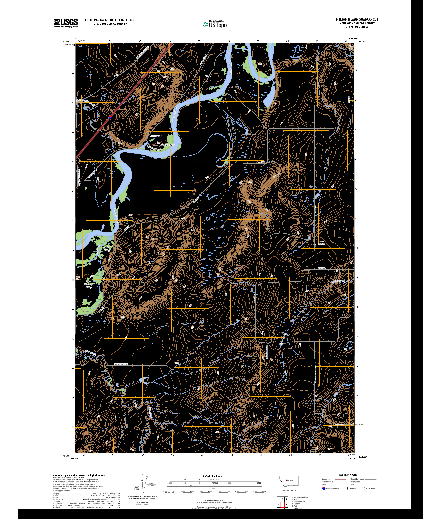 US TOPO 7.5-MINUTE MAP FOR NELSON ISLAND, MT