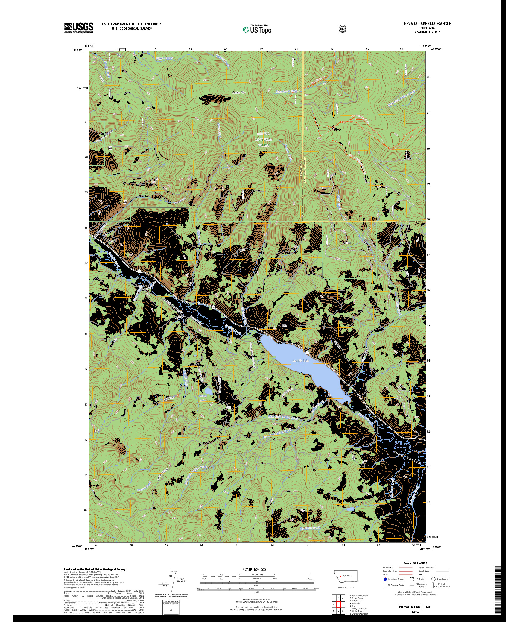 US TOPO 7.5-MINUTE MAP FOR NEVADA LAKE, MT