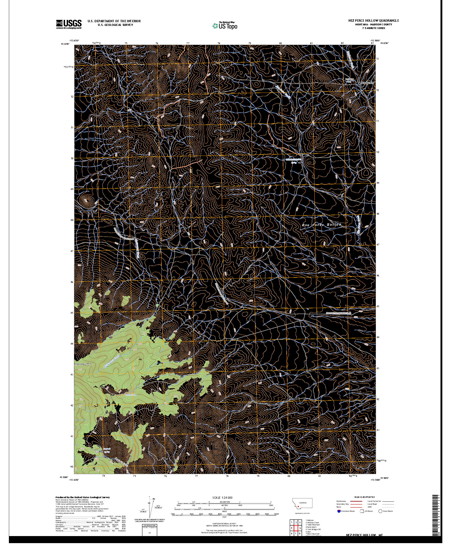 US TOPO 7.5-MINUTE MAP FOR NEZ PERCE HOLLOW, MT