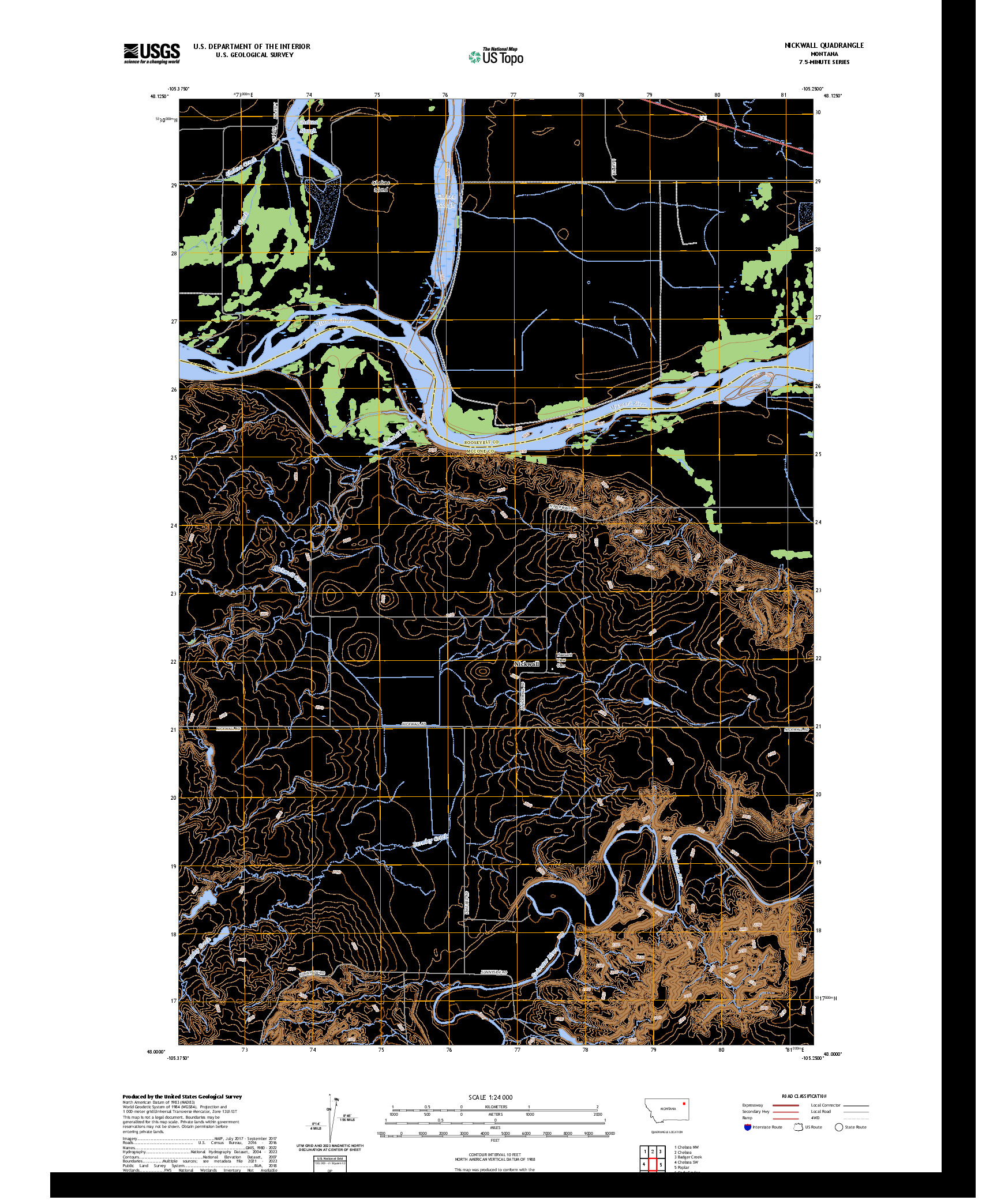 US TOPO 7.5-MINUTE MAP FOR NICKWALL, MT