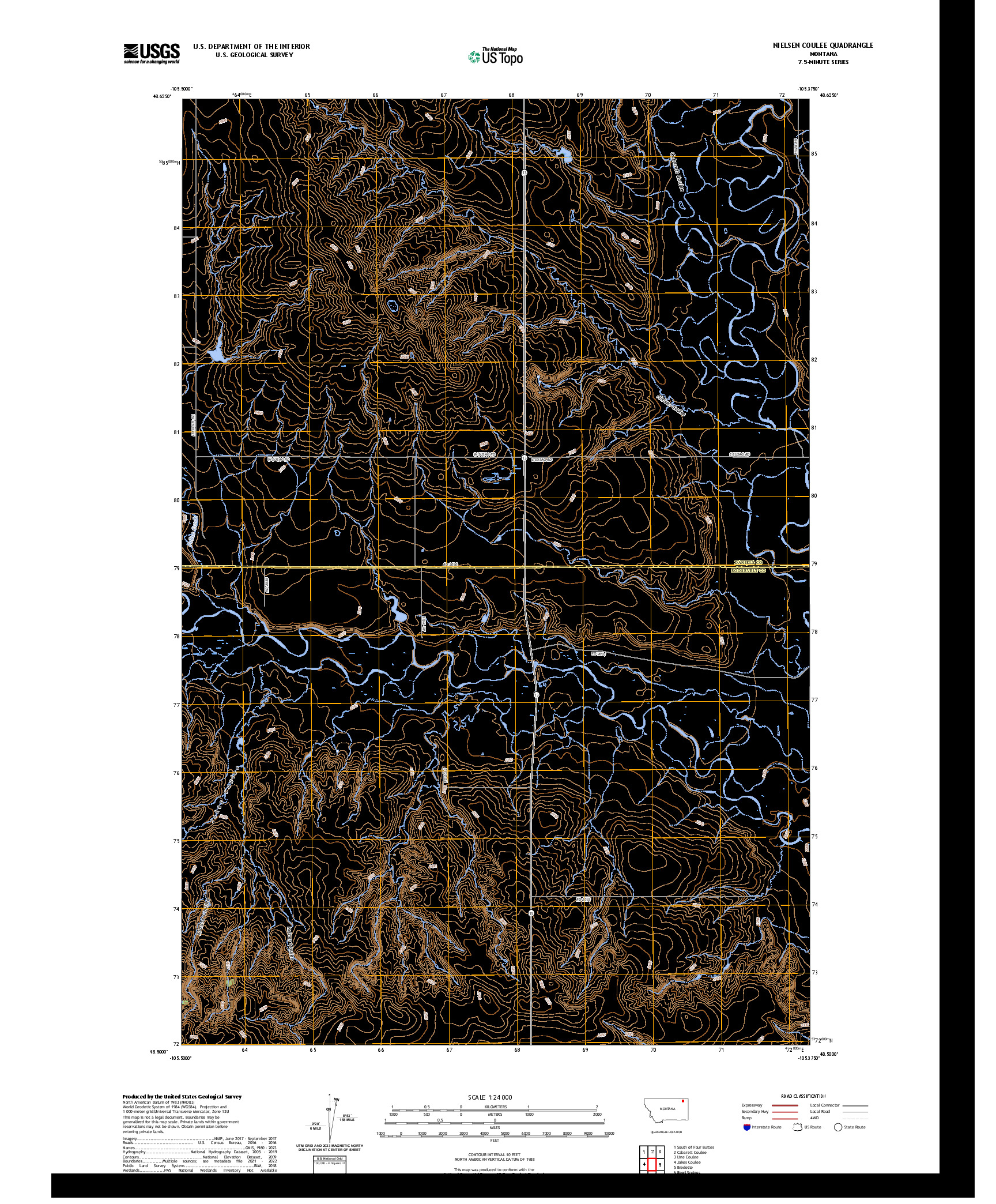 US TOPO 7.5-MINUTE MAP FOR NIELSEN COULEE, MT