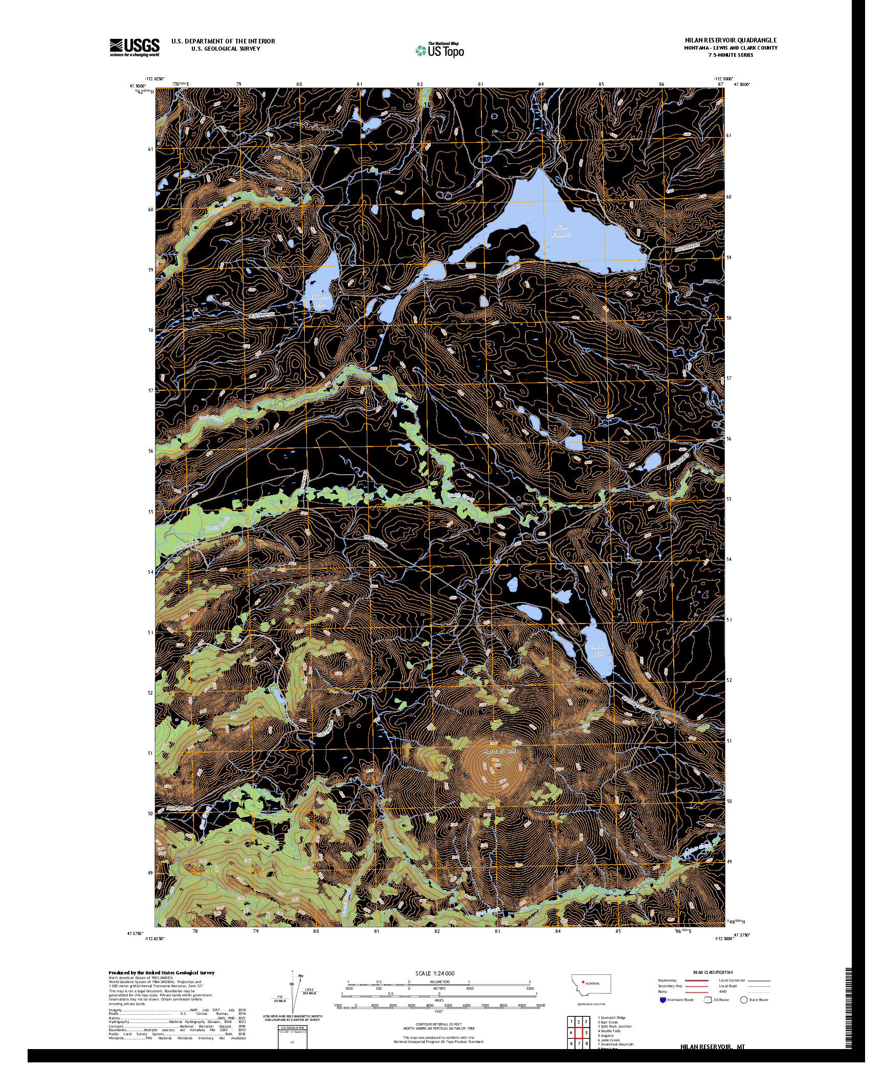 US TOPO 7.5-MINUTE MAP FOR NILAN RESERVOIR, MT