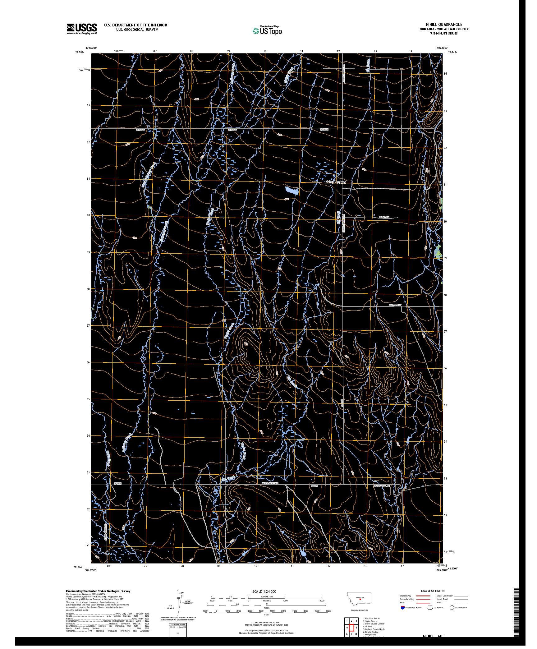 US TOPO 7.5-MINUTE MAP FOR NIHILL, MT