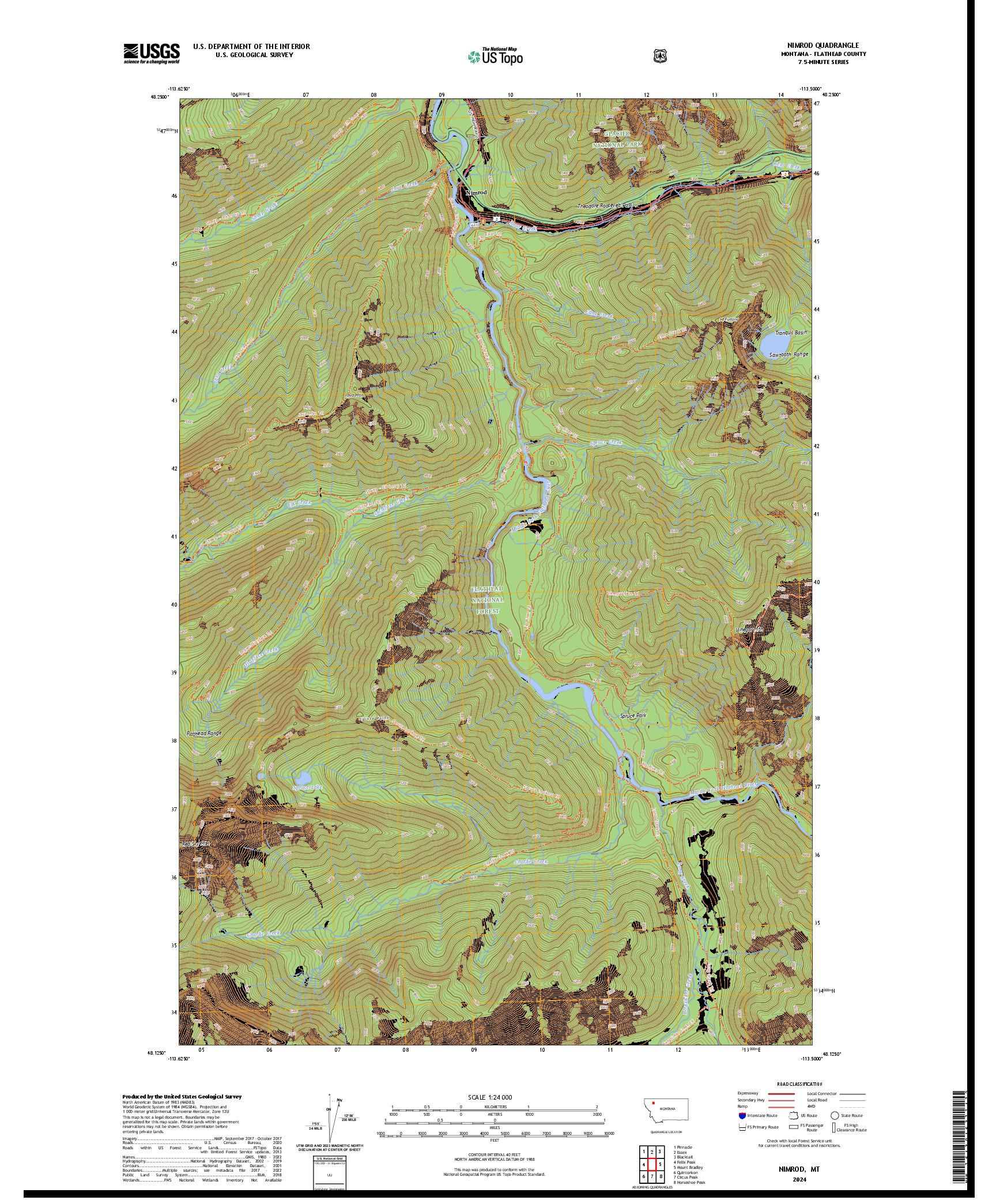 US TOPO 7.5-MINUTE MAP FOR NIMROD, MT