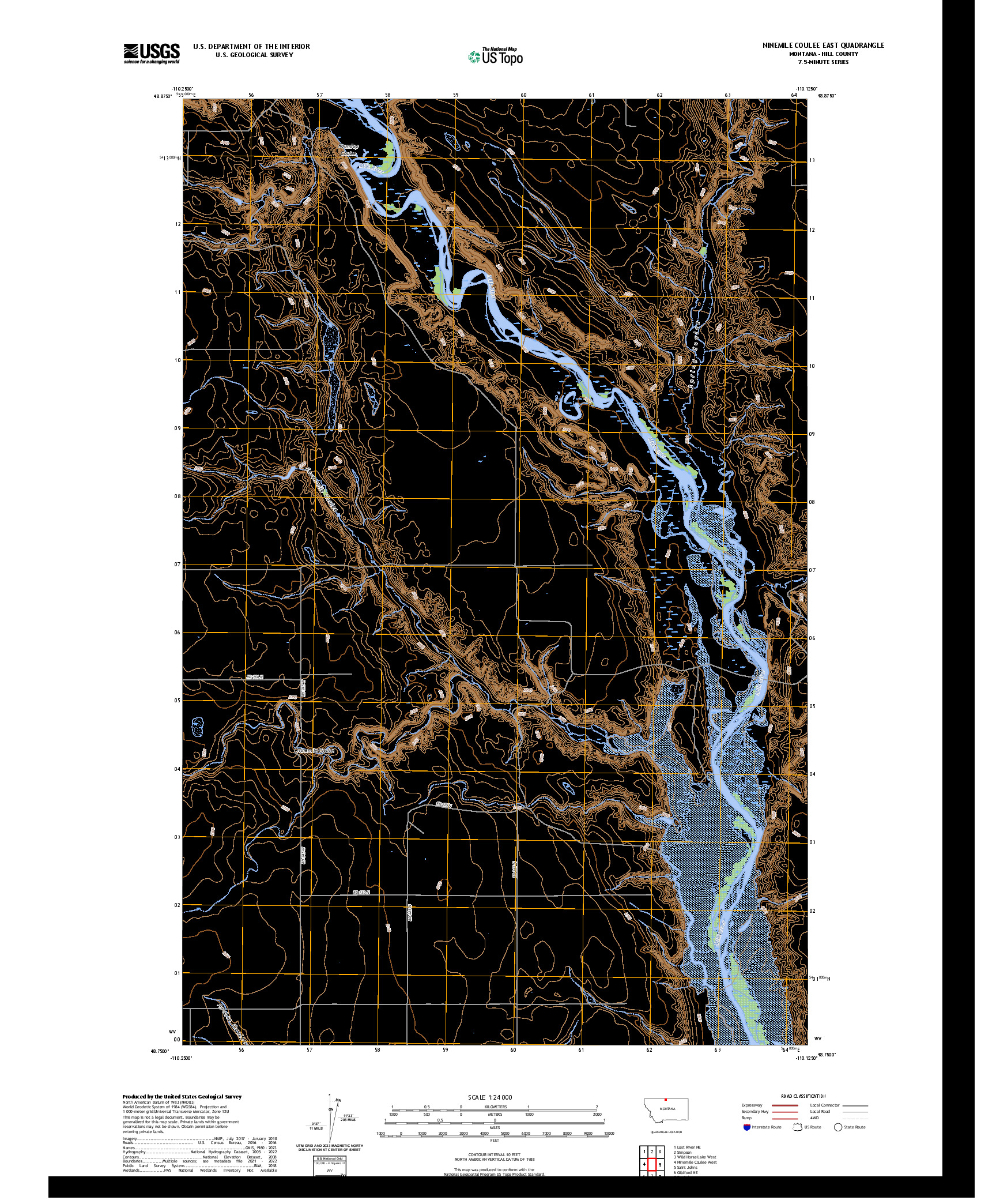 US TOPO 7.5-MINUTE MAP FOR NINEMILE COULEE EAST, MT