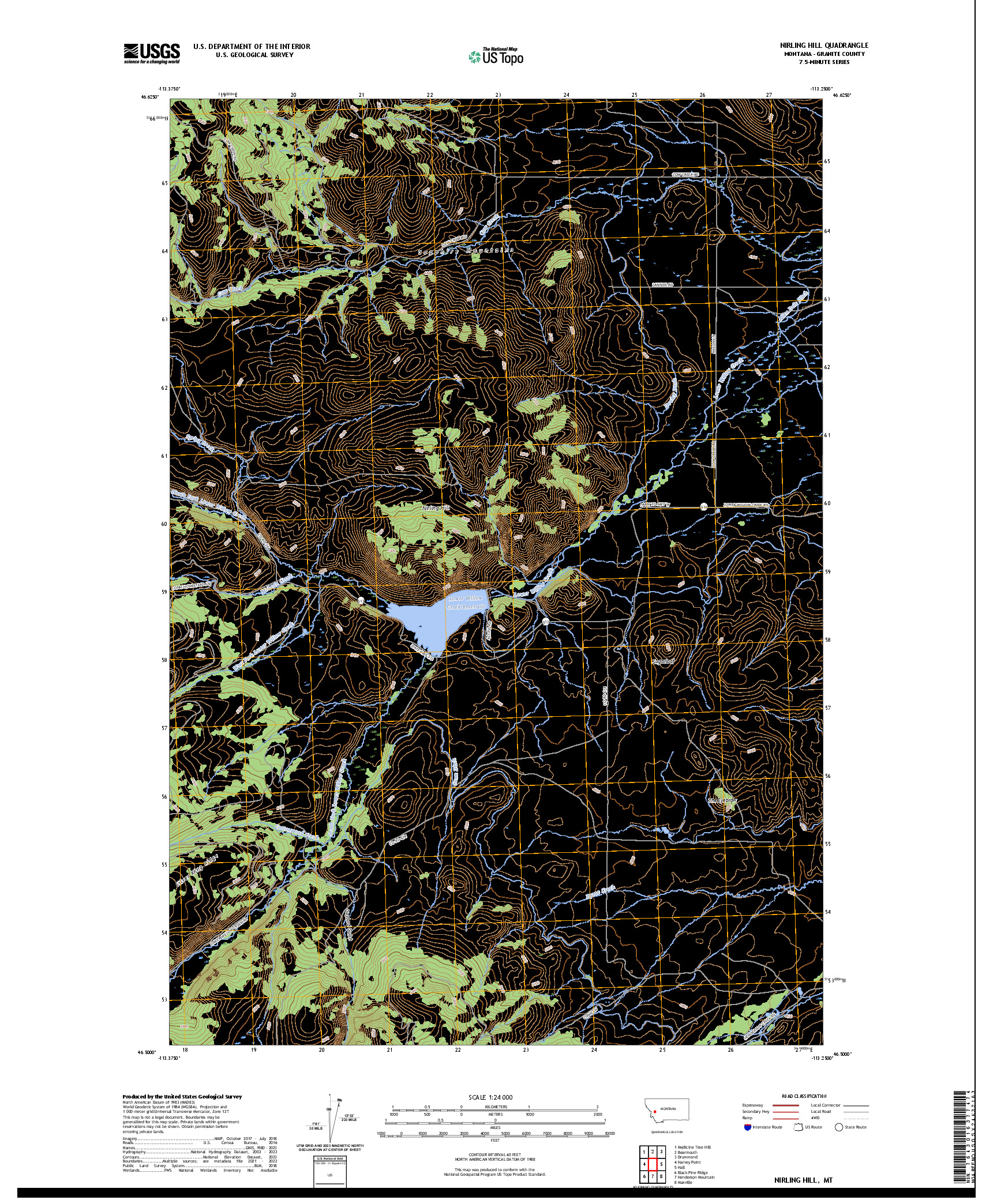 US TOPO 7.5-MINUTE MAP FOR NIRLING HILL, MT