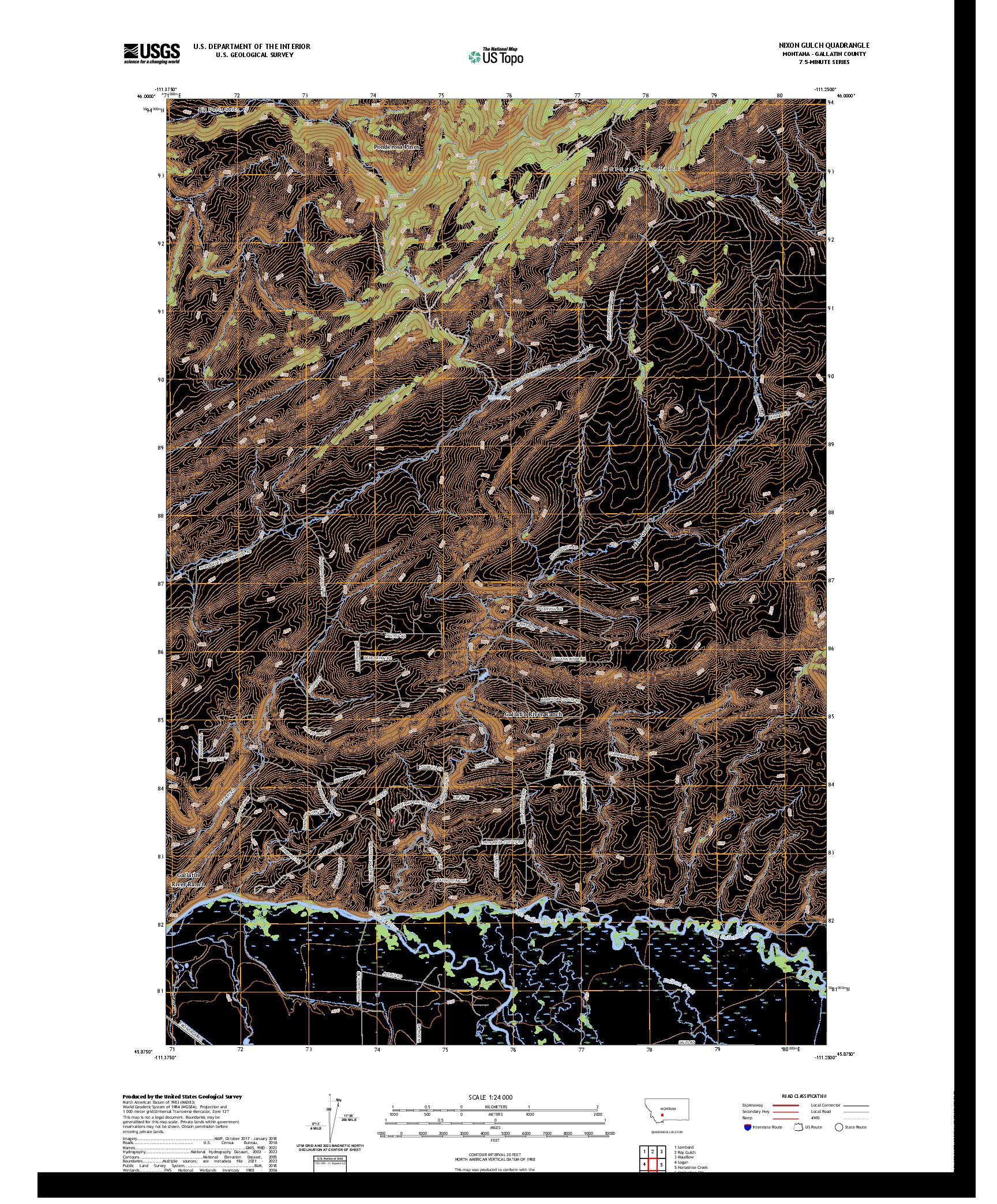 US TOPO 7.5-MINUTE MAP FOR NIXON GULCH, MT