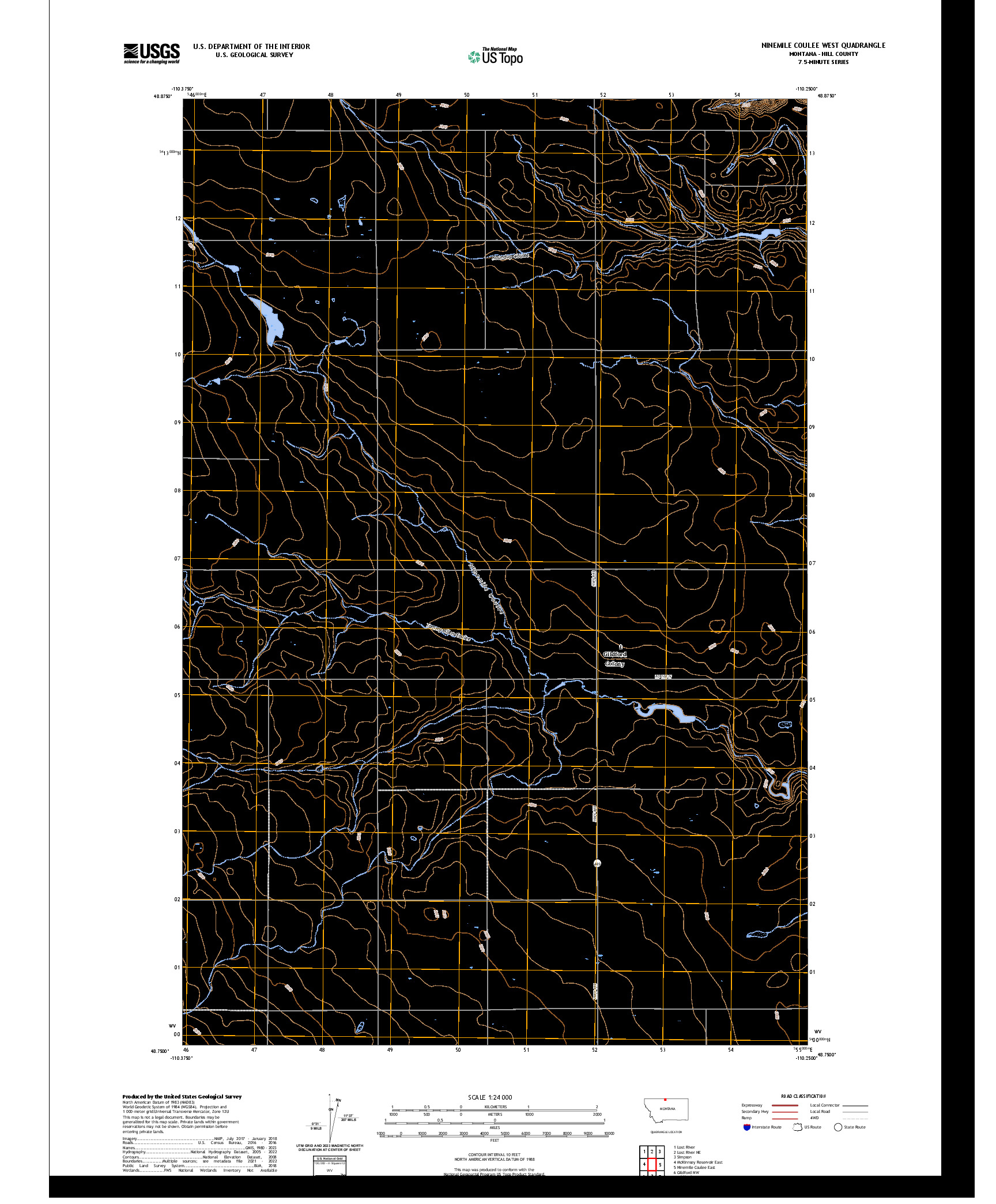 US TOPO 7.5-MINUTE MAP FOR NINEMILE COULEE WEST, MT