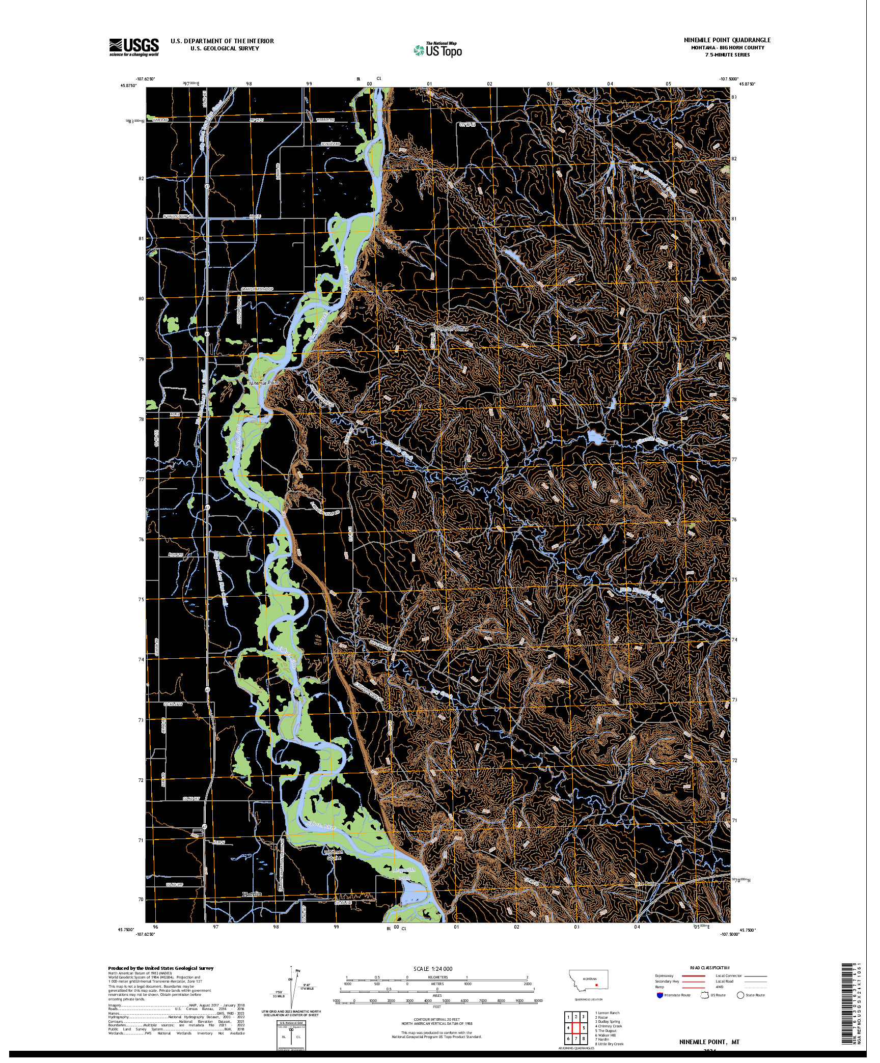 US TOPO 7.5-MINUTE MAP FOR NINEMILE POINT, MT