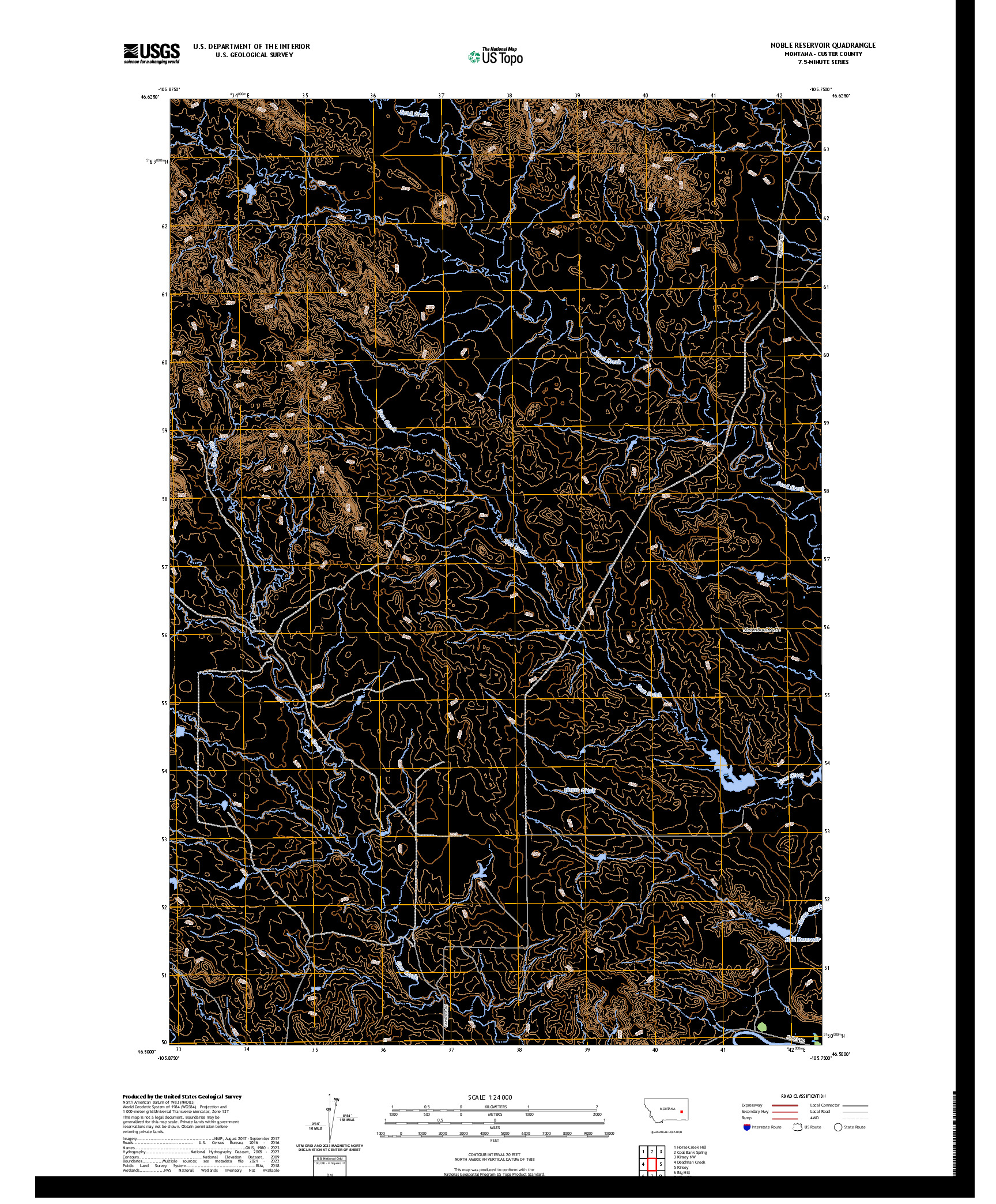 US TOPO 7.5-MINUTE MAP FOR NOBLE RESERVOIR, MT