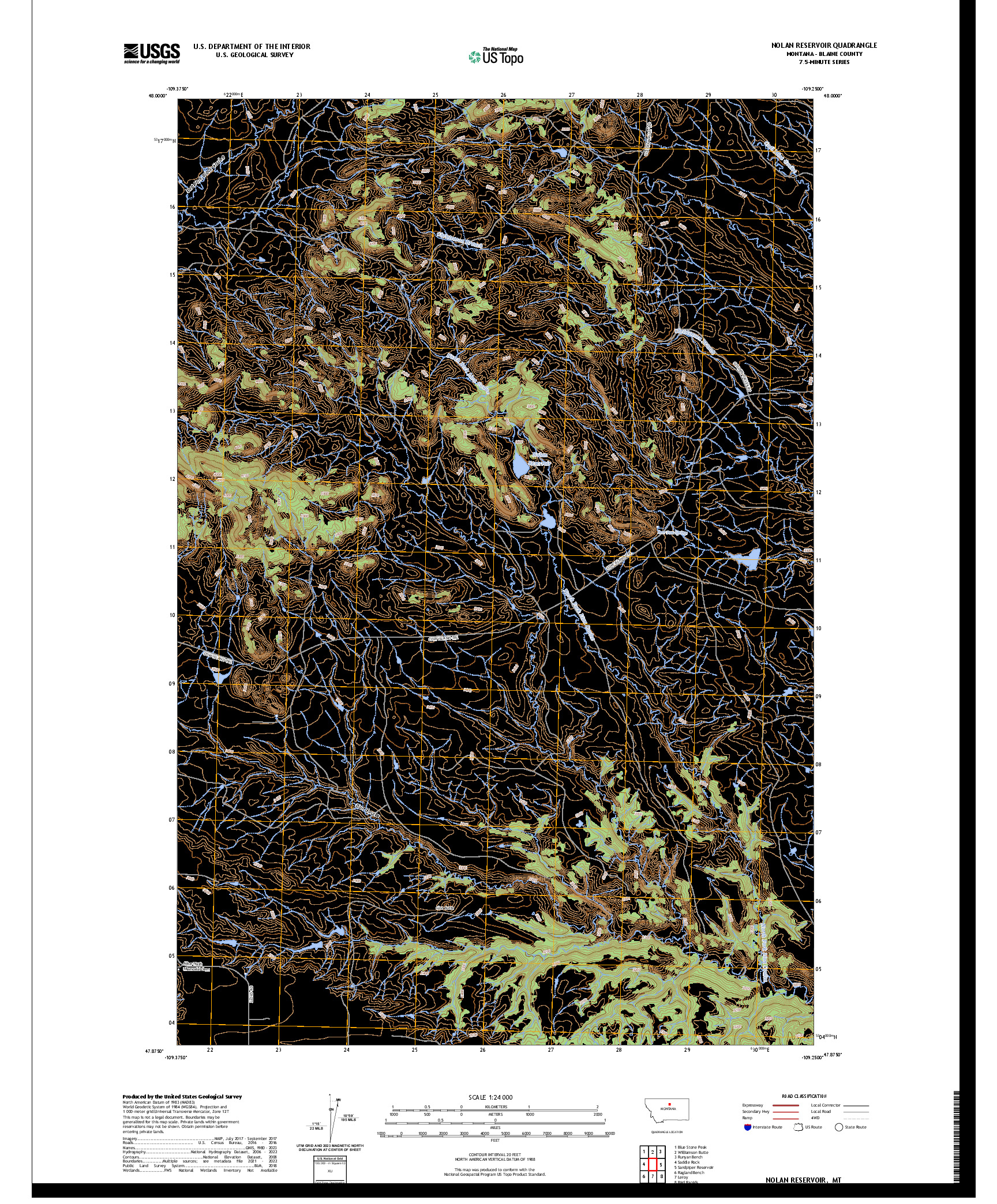 US TOPO 7.5-MINUTE MAP FOR NOLAN RESERVOIR, MT