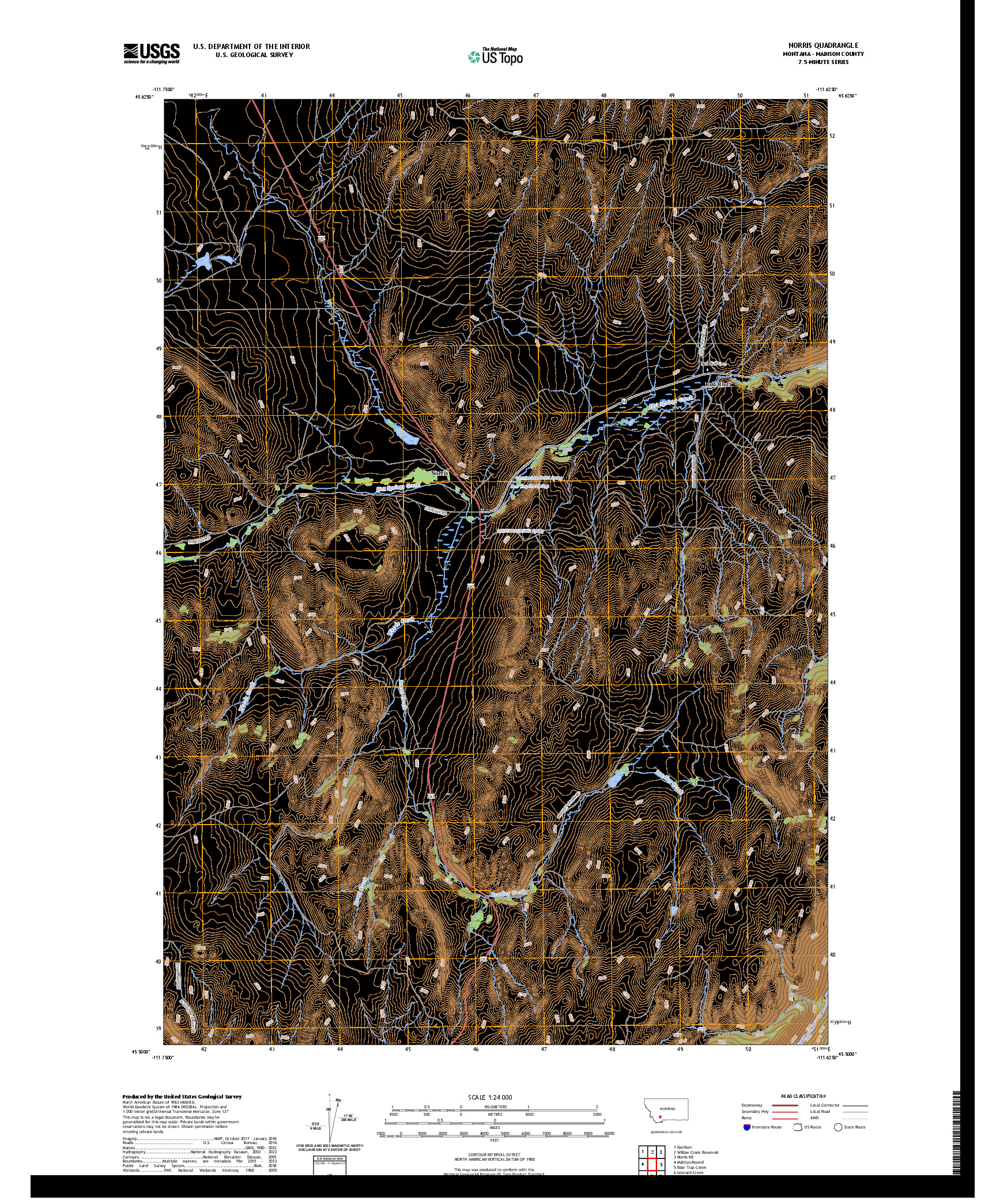 US TOPO 7.5-MINUTE MAP FOR NORRIS, MT