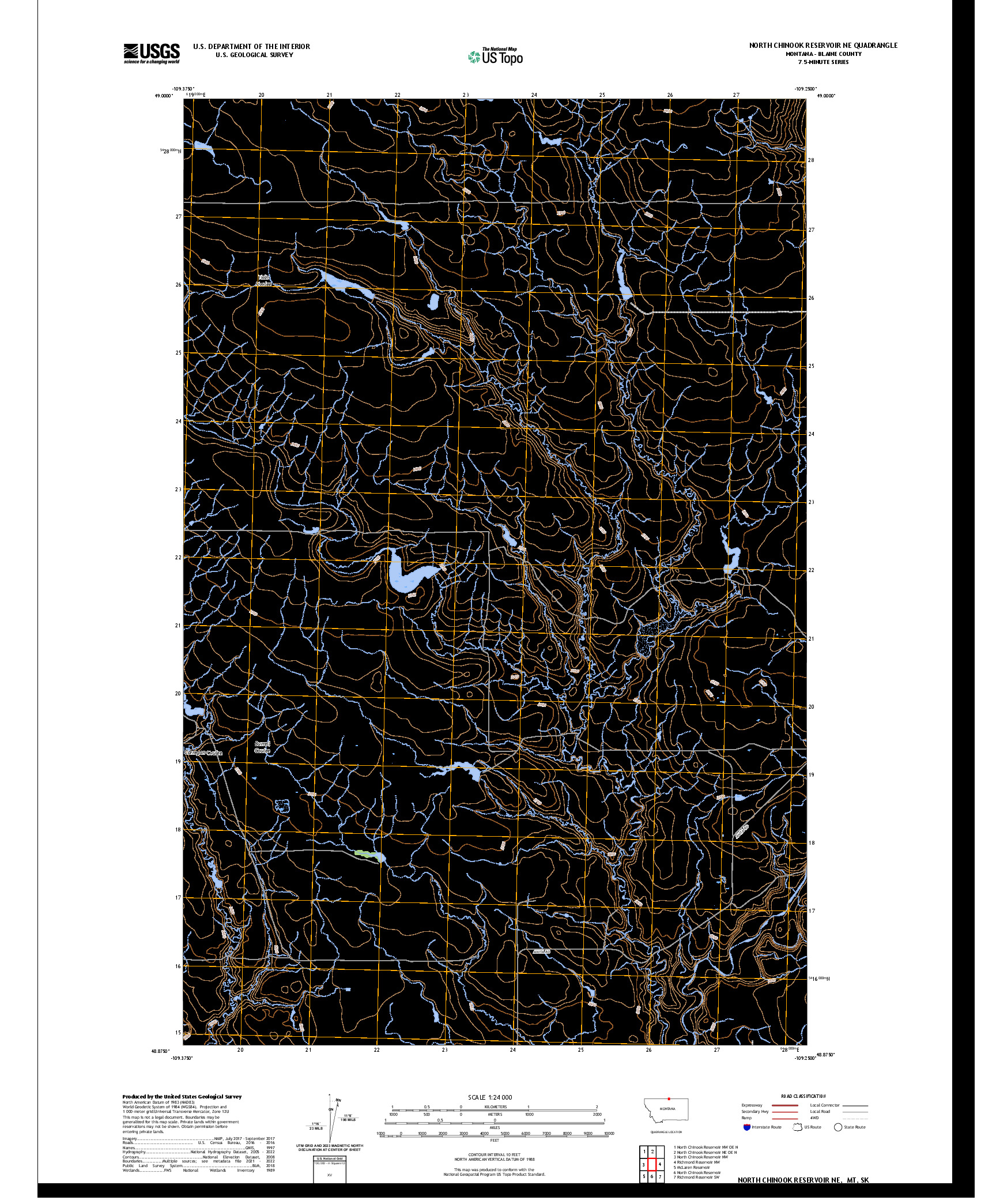 US TOPO 7.5-MINUTE MAP FOR NORTH CHINOOK RESERVOIR NE, MT,SK