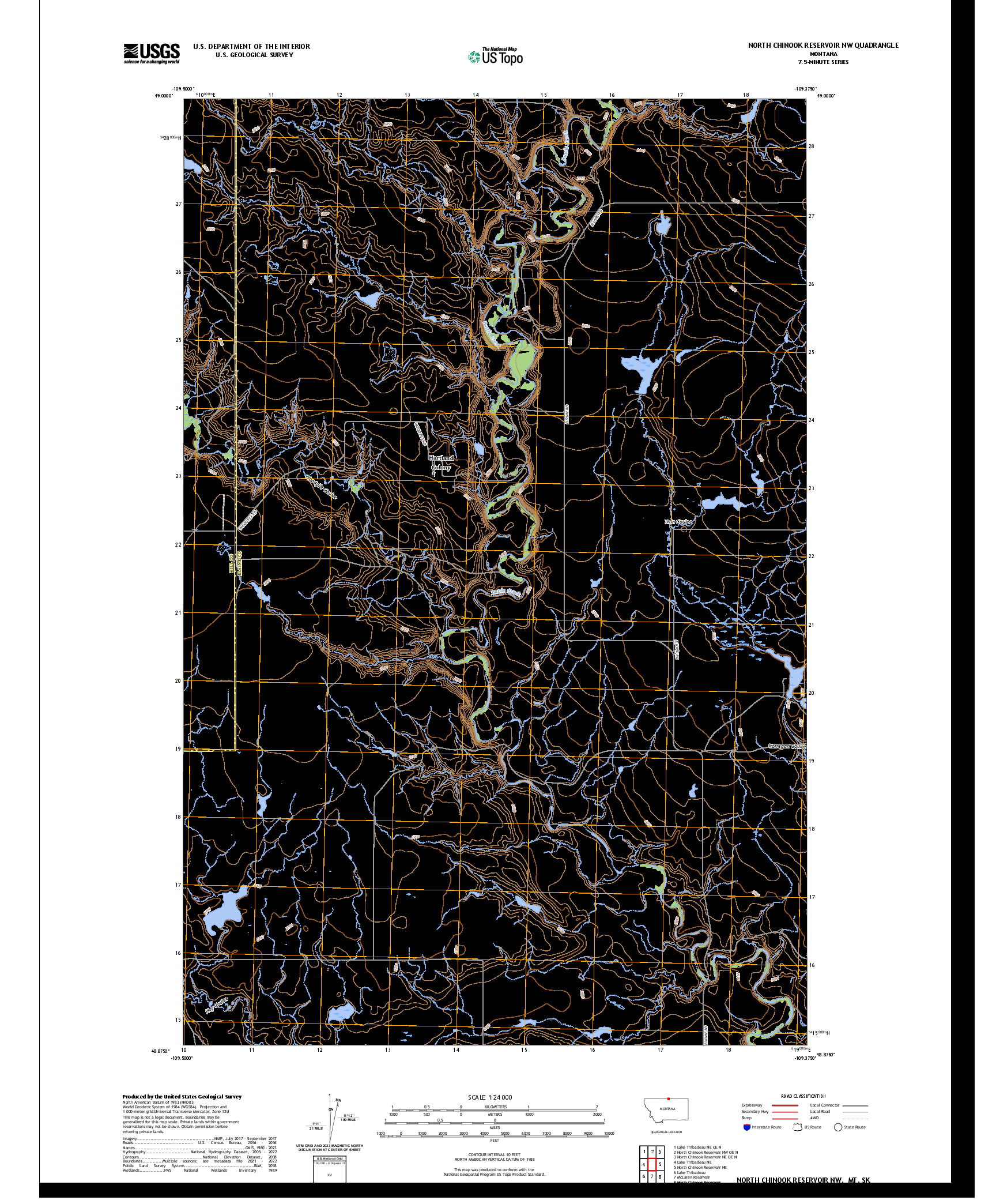 US TOPO 7.5-MINUTE MAP FOR NORTH CHINOOK RESERVOIR NW, MT,SK