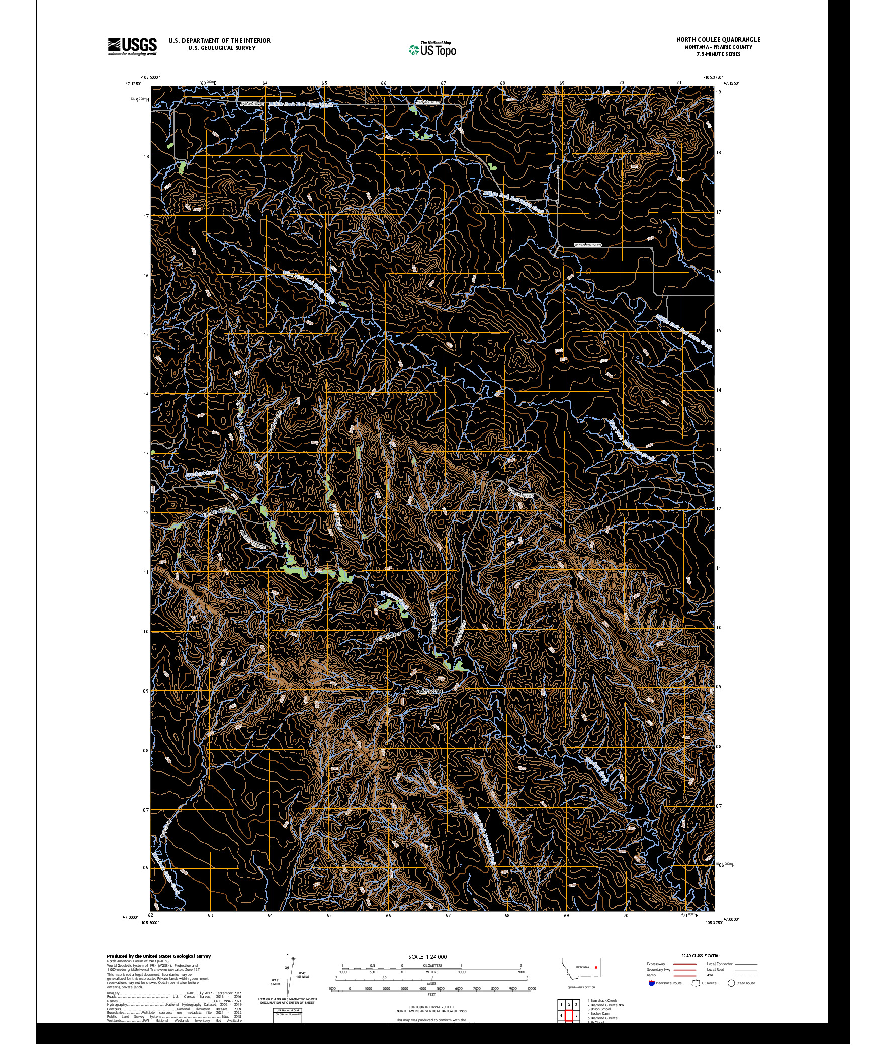 US TOPO 7.5-MINUTE MAP FOR NORTH COULEE, MT