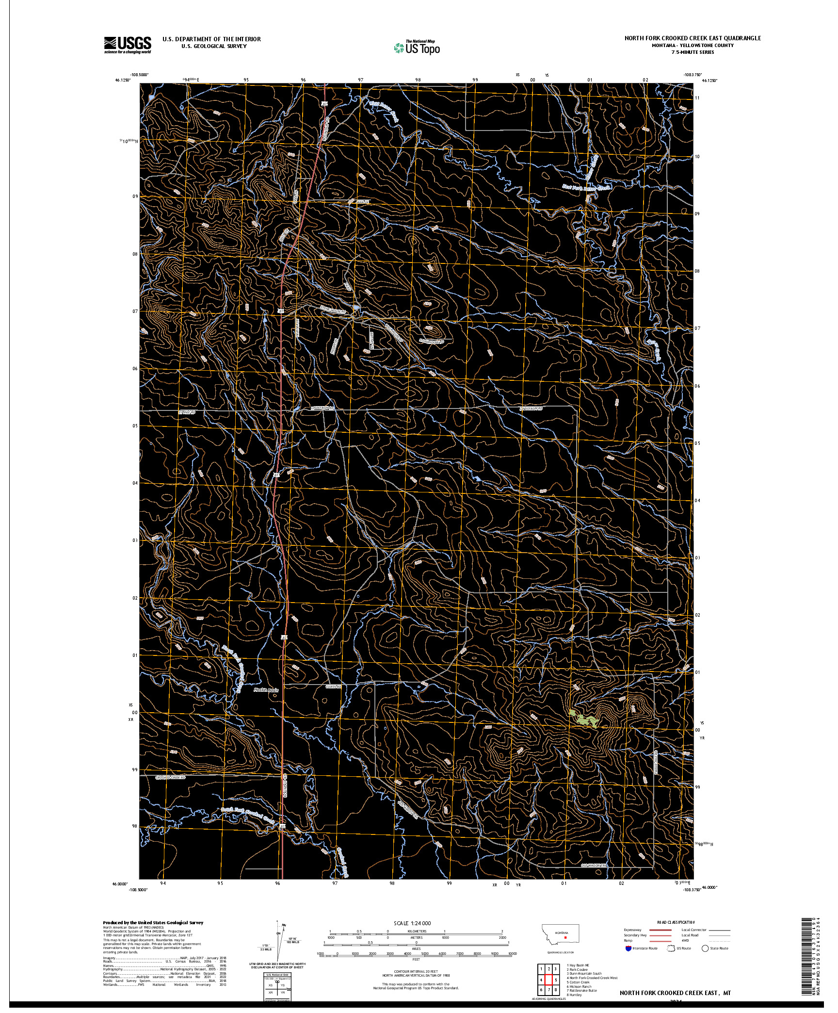 US TOPO 7.5-MINUTE MAP FOR NORTH FORK CROOKED CREEK EAST, MT