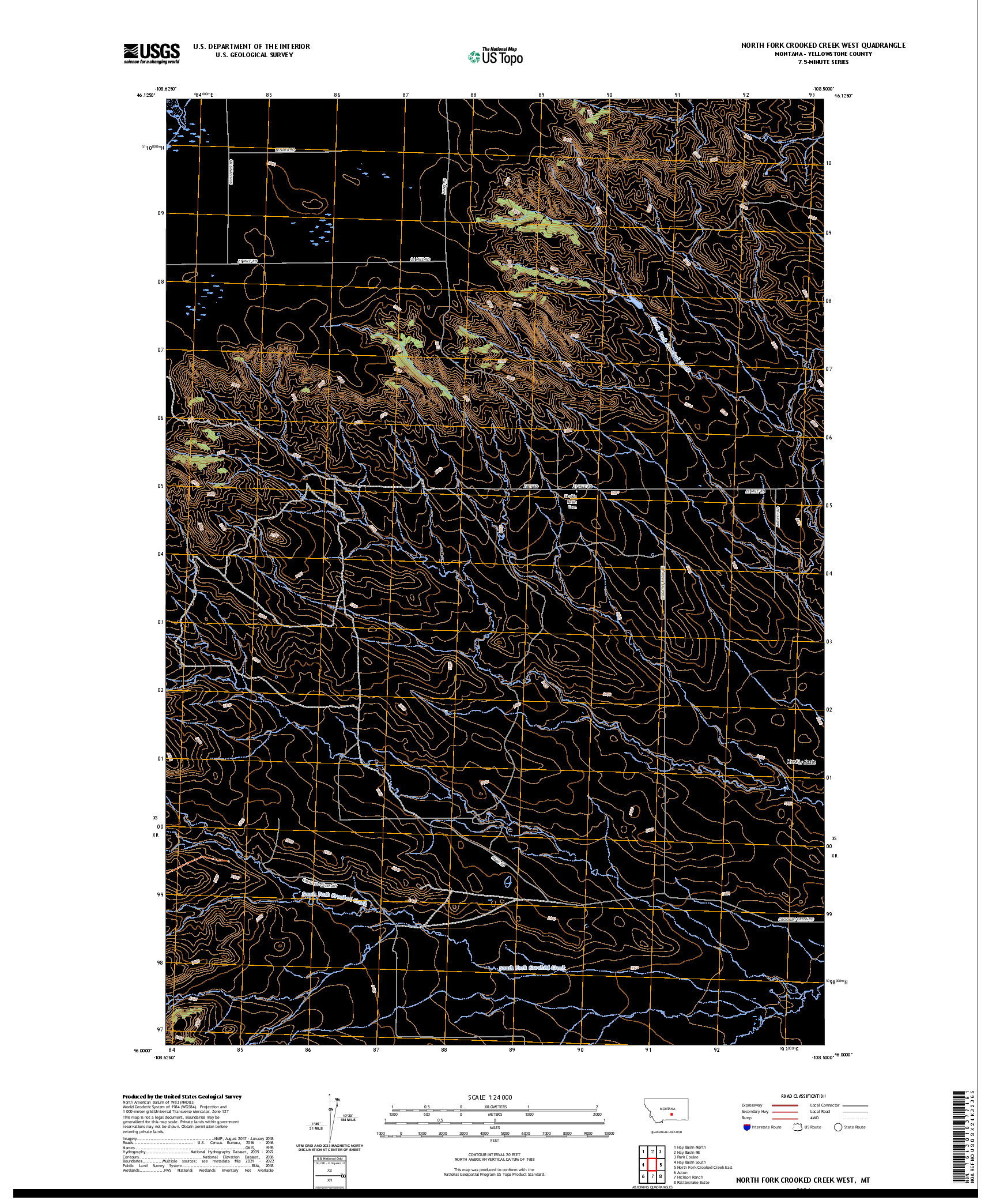 US TOPO 7.5-MINUTE MAP FOR NORTH FORK CROOKED CREEK WEST, MT