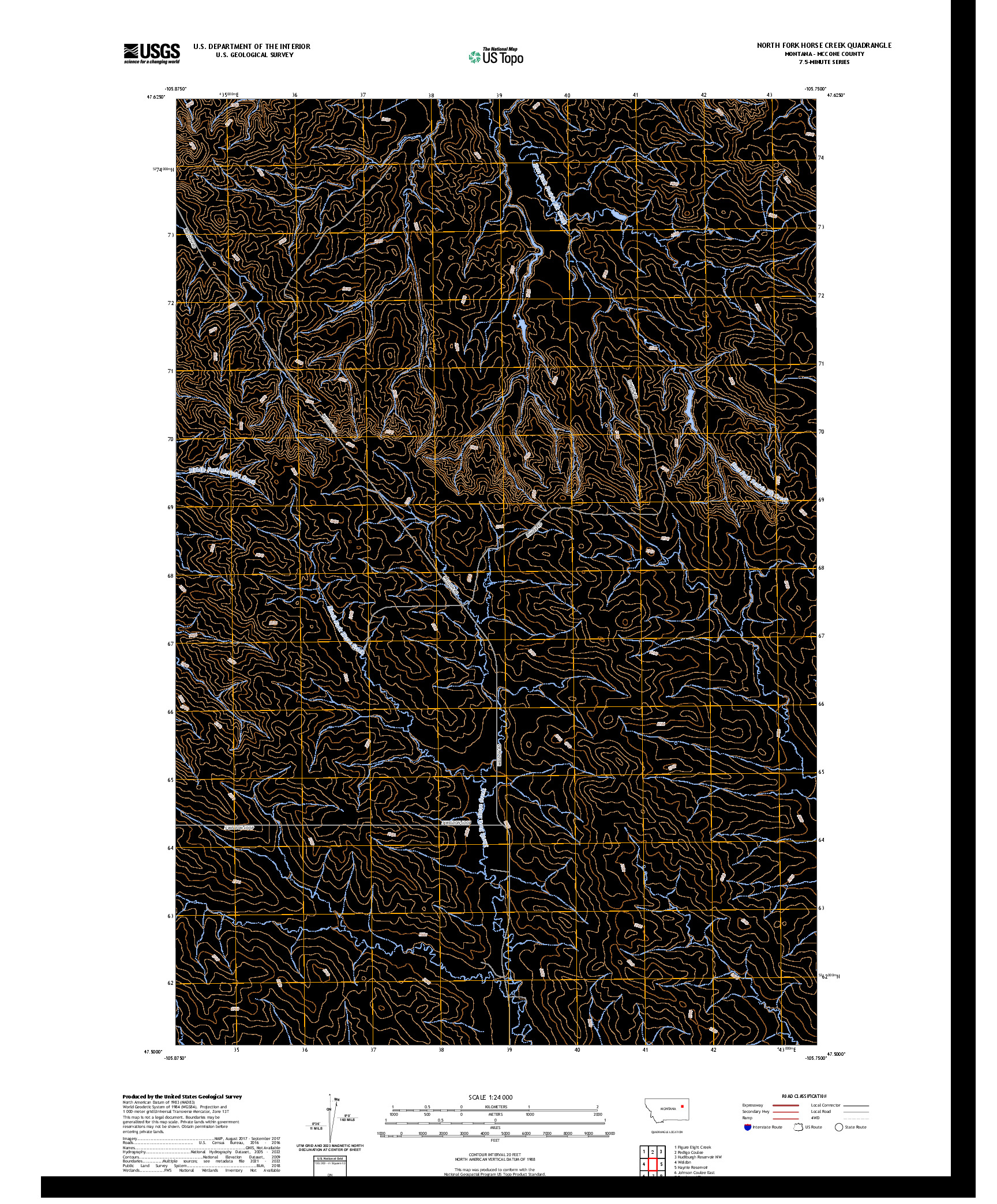 US TOPO 7.5-MINUTE MAP FOR NORTH FORK HORSE CREEK, MT