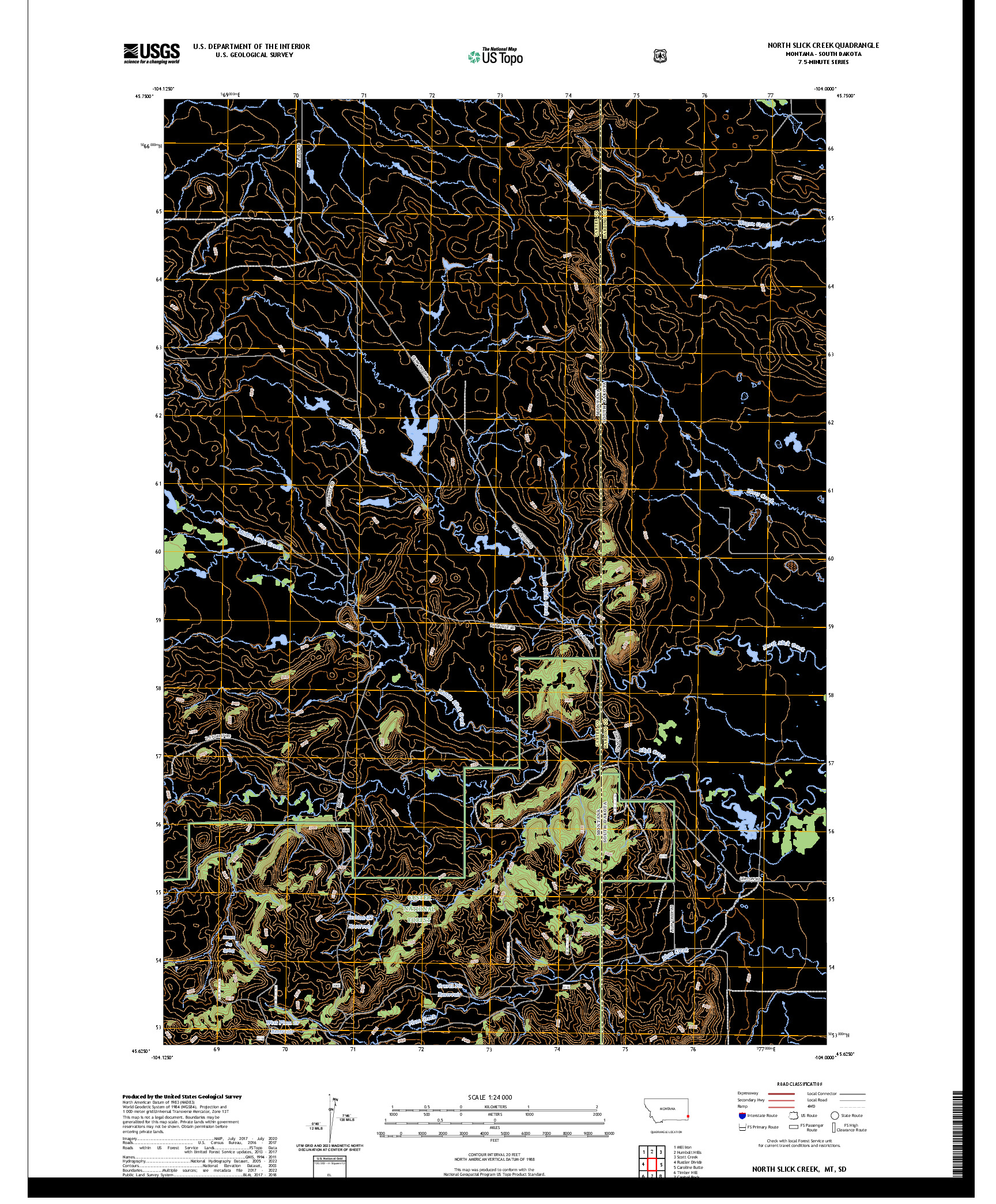 US TOPO 7.5-MINUTE MAP FOR NORTH SLICK CREEK, MT,SD