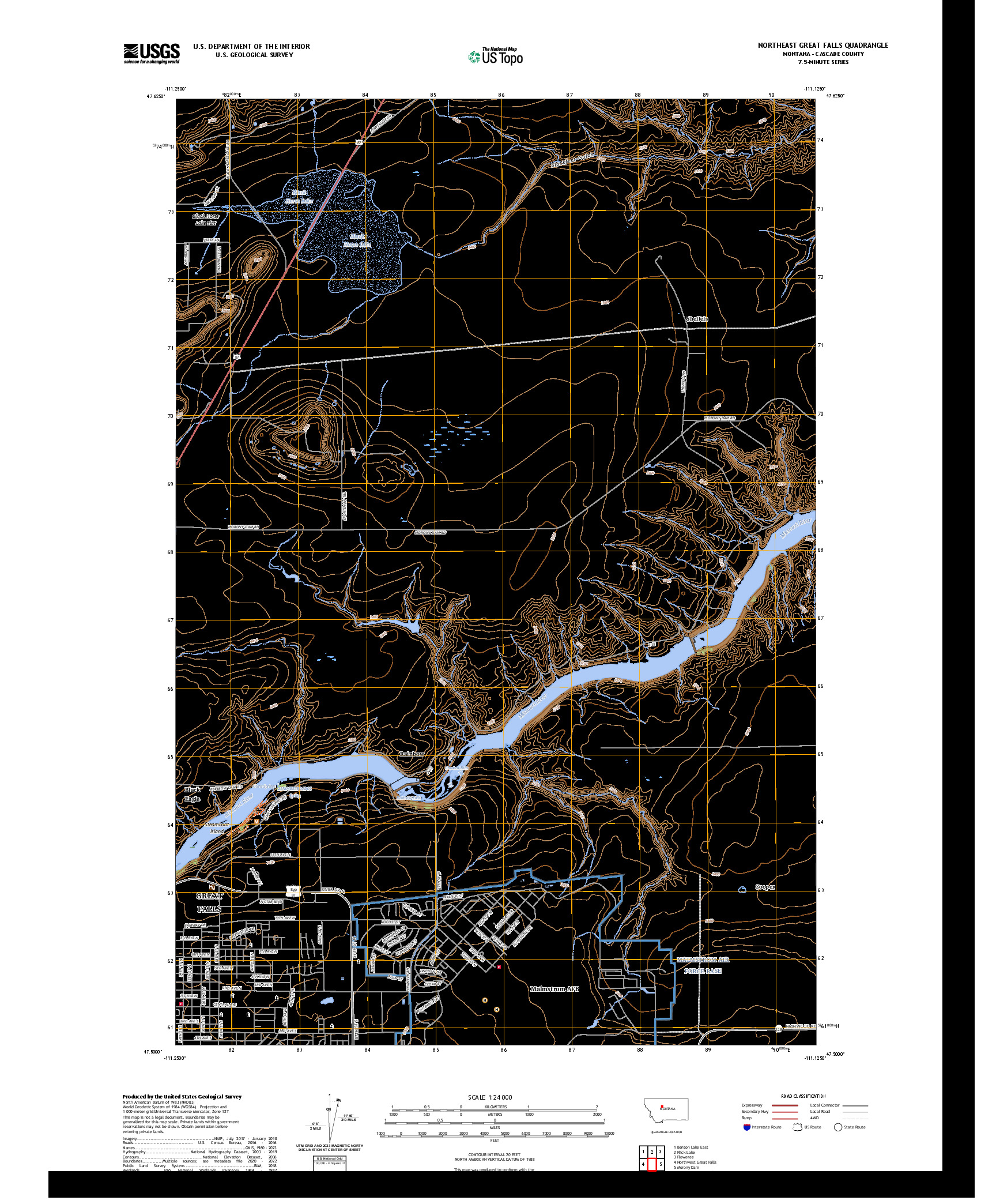 US TOPO 7.5-MINUTE MAP FOR NORTHEAST GREAT FALLS, MT
