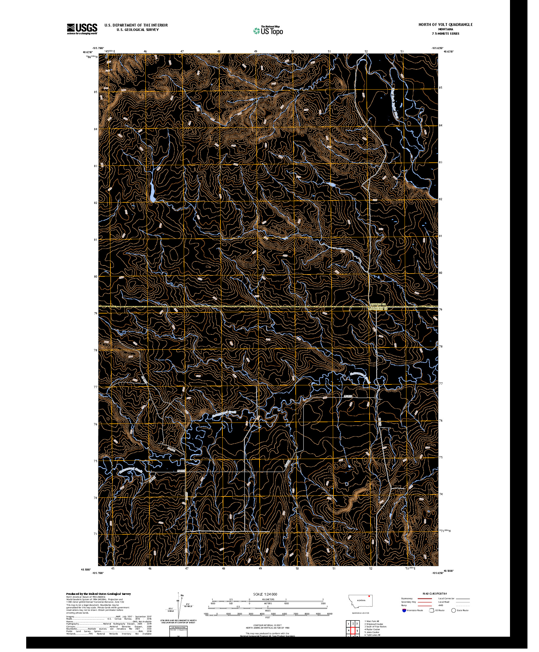 US TOPO 7.5-MINUTE MAP FOR NORTH OF VOLT, MT