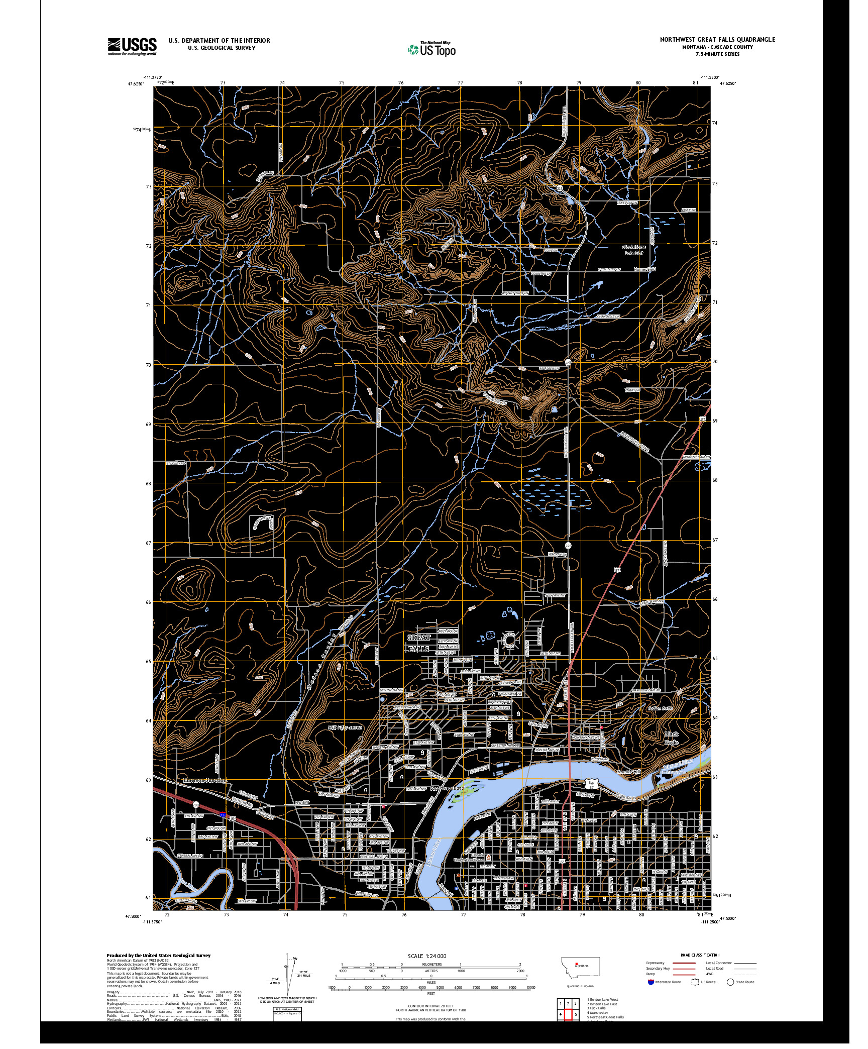 US TOPO 7.5-MINUTE MAP FOR NORTHWEST GREAT FALLS, MT