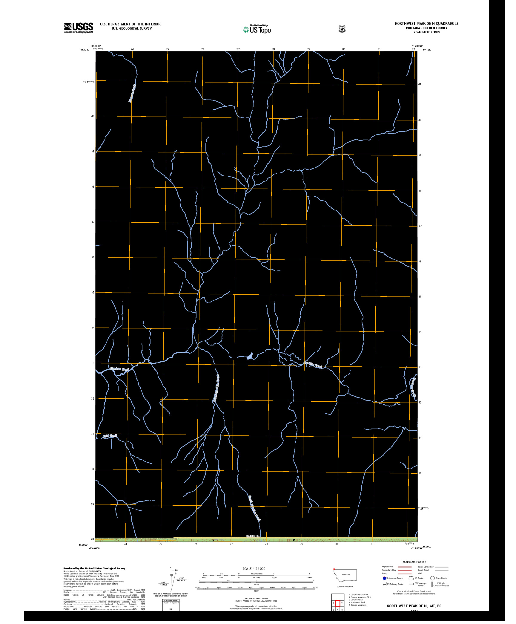 US TOPO 7.5-MINUTE MAP FOR NORTHWEST PEAK OE N, MT,BC