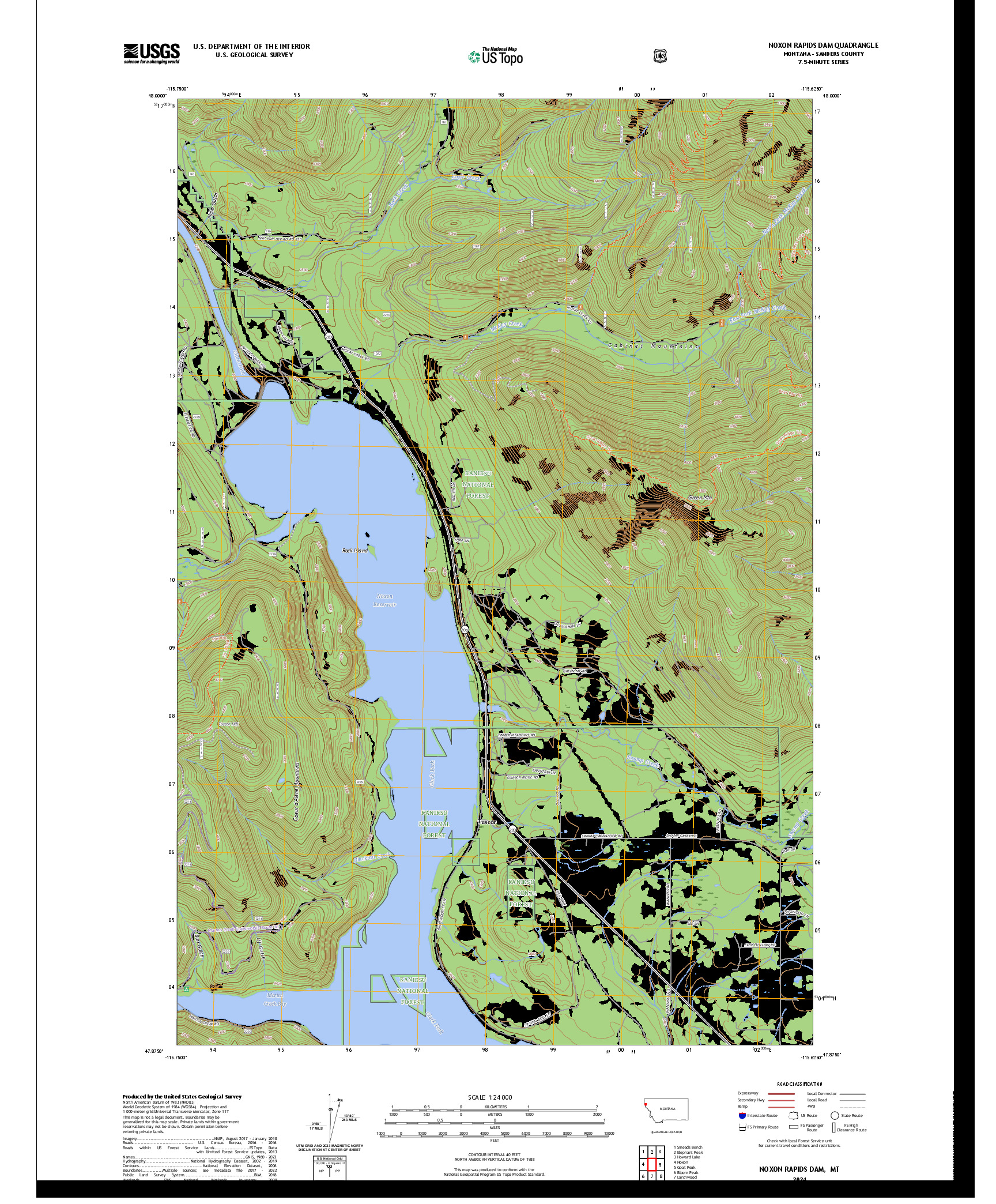 US TOPO 7.5-MINUTE MAP FOR NOXON RAPIDS DAM, MT