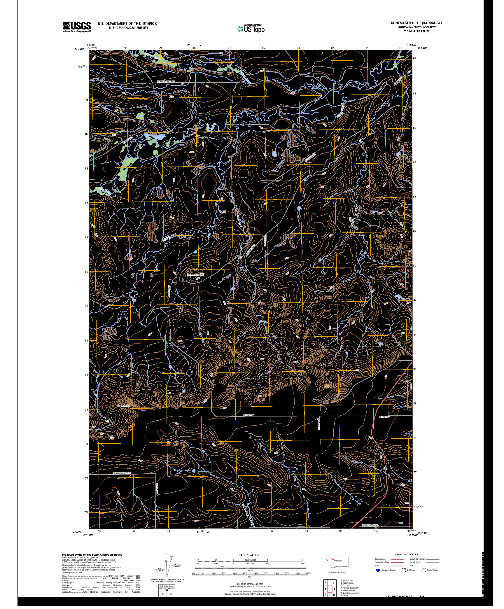 US TOPO 7.5-MINUTE MAP FOR NUNEMAKER HILL, MT