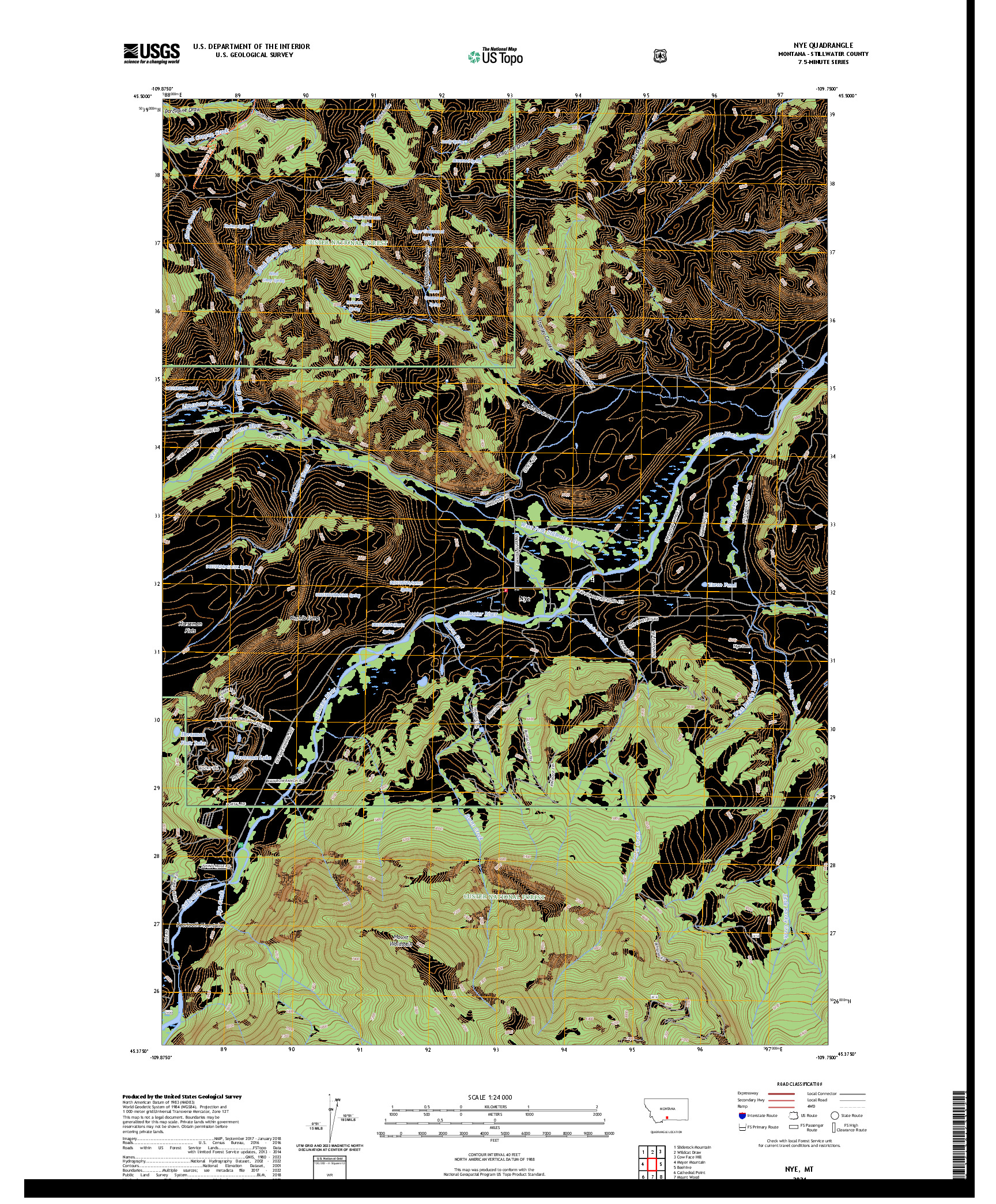 US TOPO 7.5-MINUTE MAP FOR NYE, MT