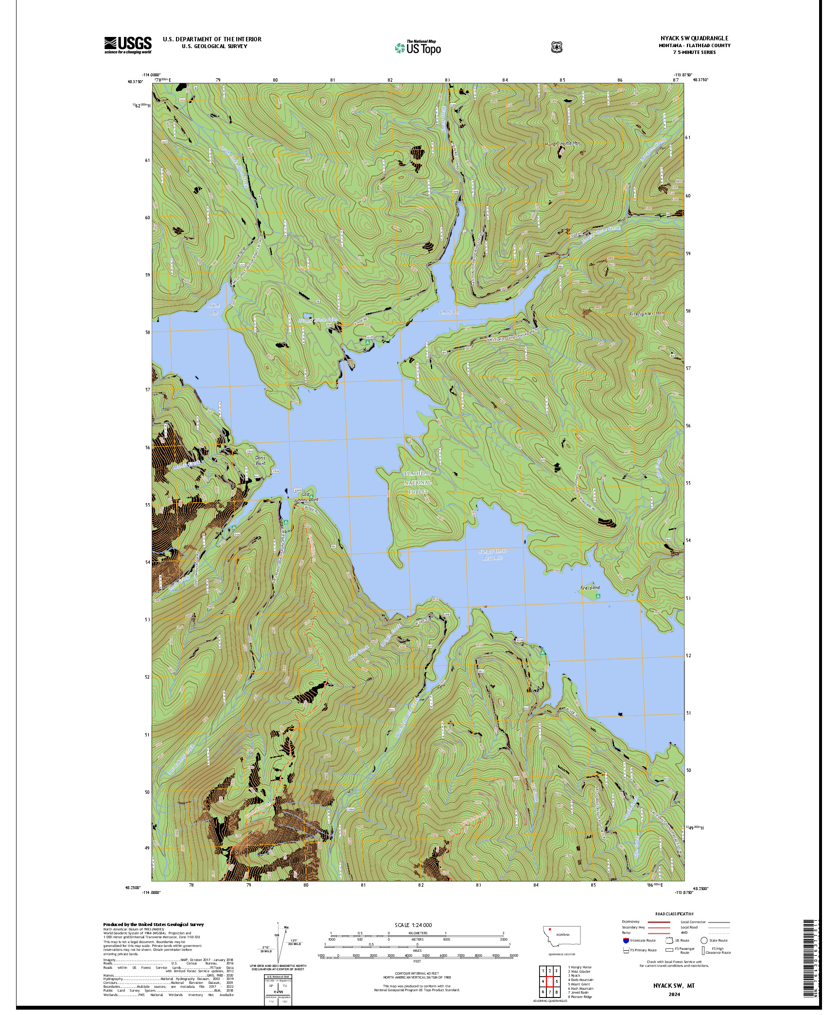 US TOPO 7.5-MINUTE MAP FOR NYACK SW, MT