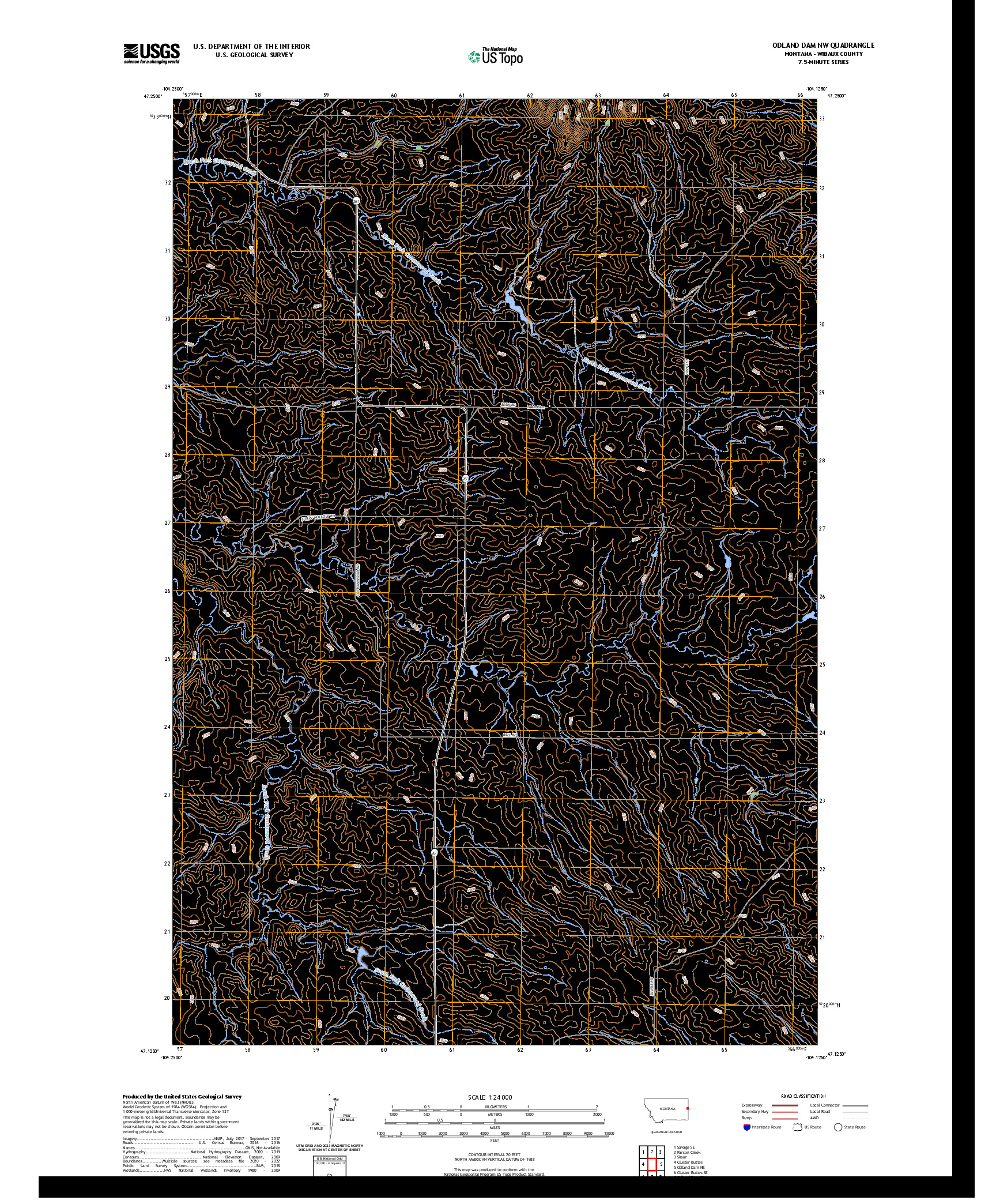 US TOPO 7.5-MINUTE MAP FOR ODLAND DAM NW, MT