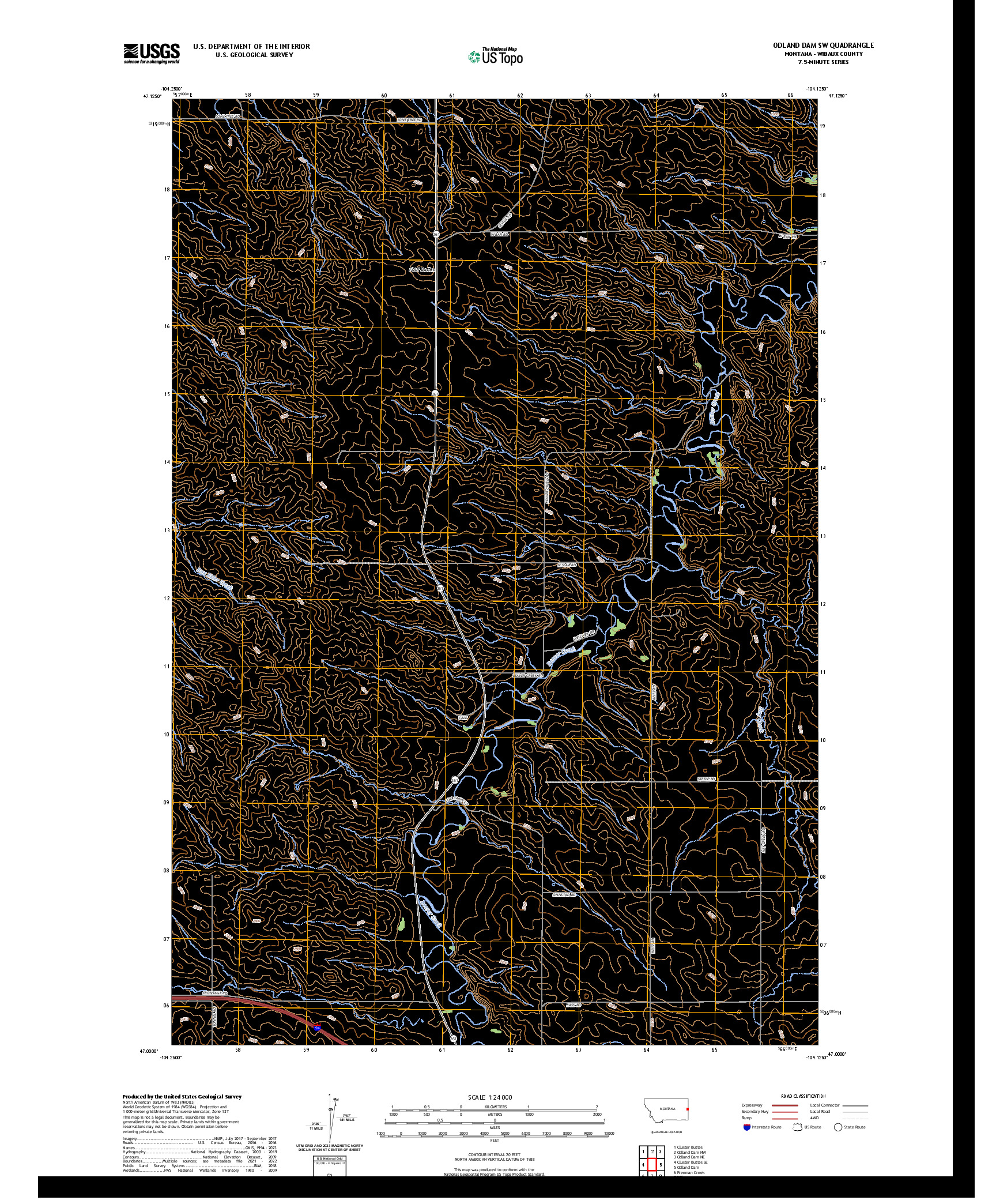 US TOPO 7.5-MINUTE MAP FOR ODLAND DAM SW, MT