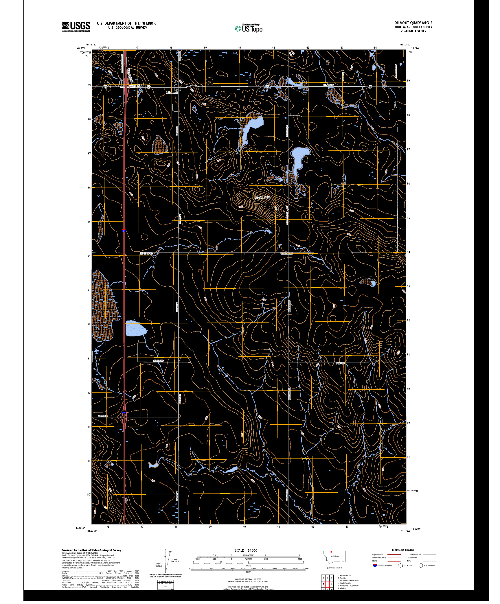 US TOPO 7.5-MINUTE MAP FOR OILMONT, MT