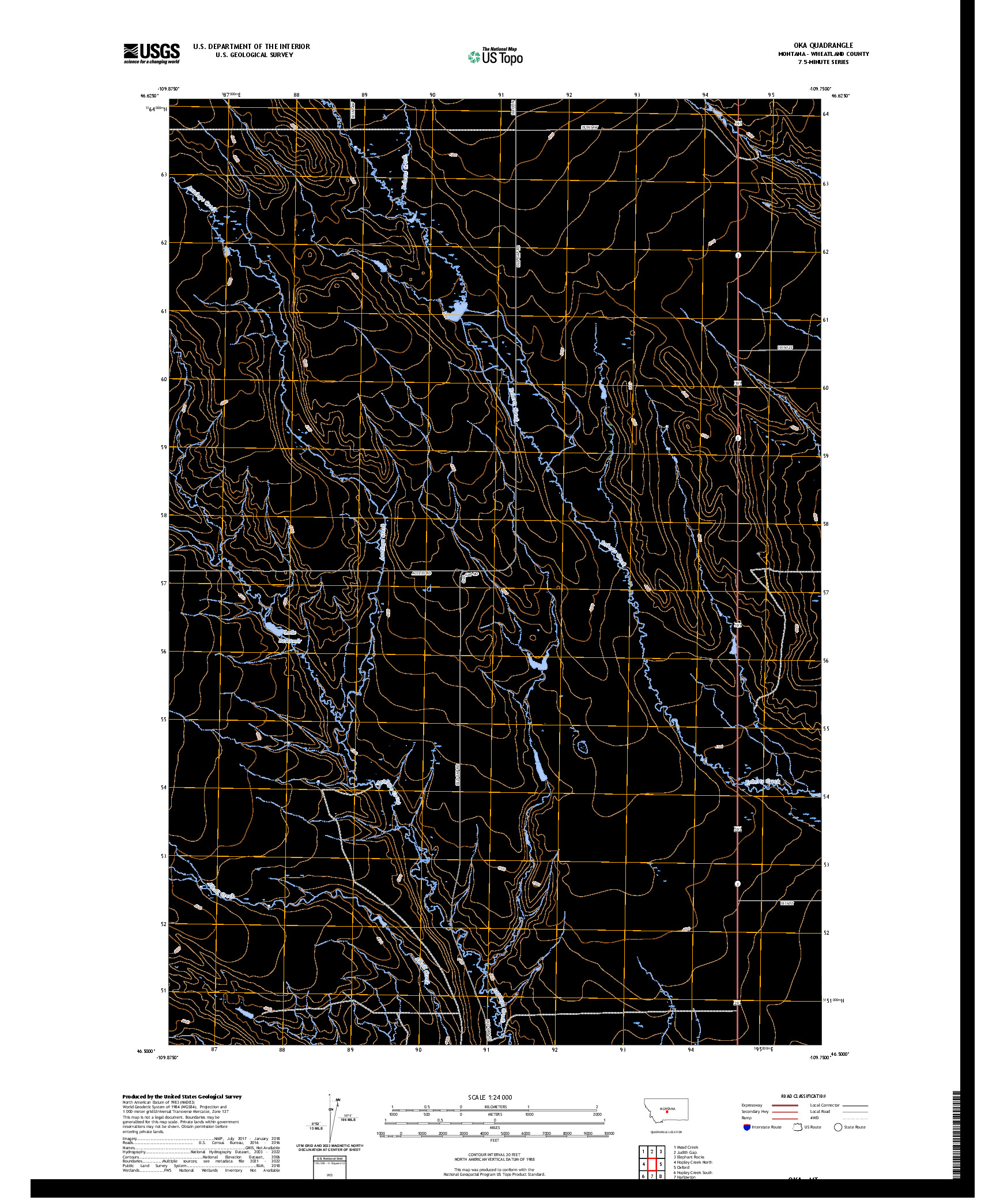 US TOPO 7.5-MINUTE MAP FOR OKA, MT