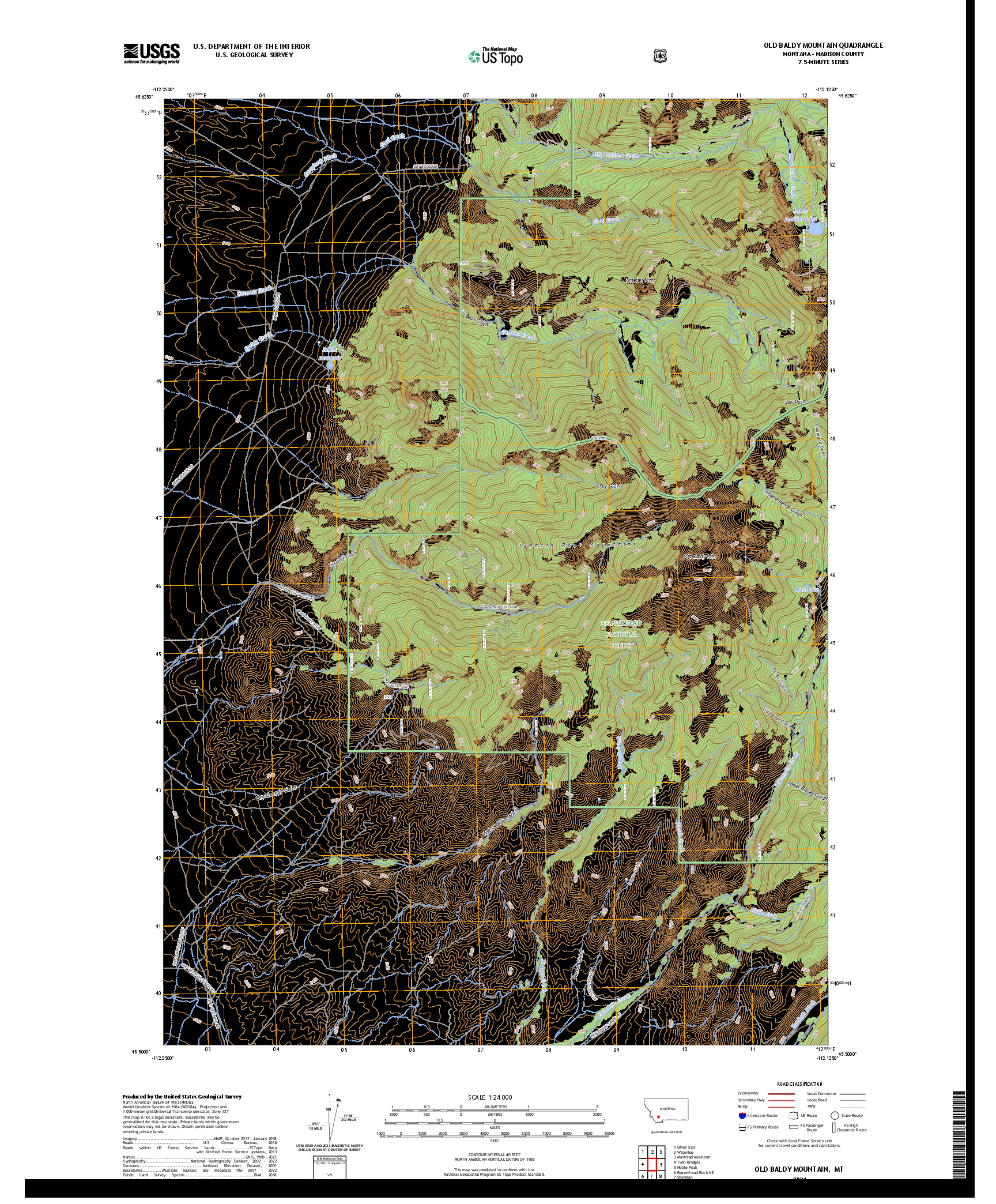 US TOPO 7.5-MINUTE MAP FOR OLD BALDY MOUNTAIN, MT