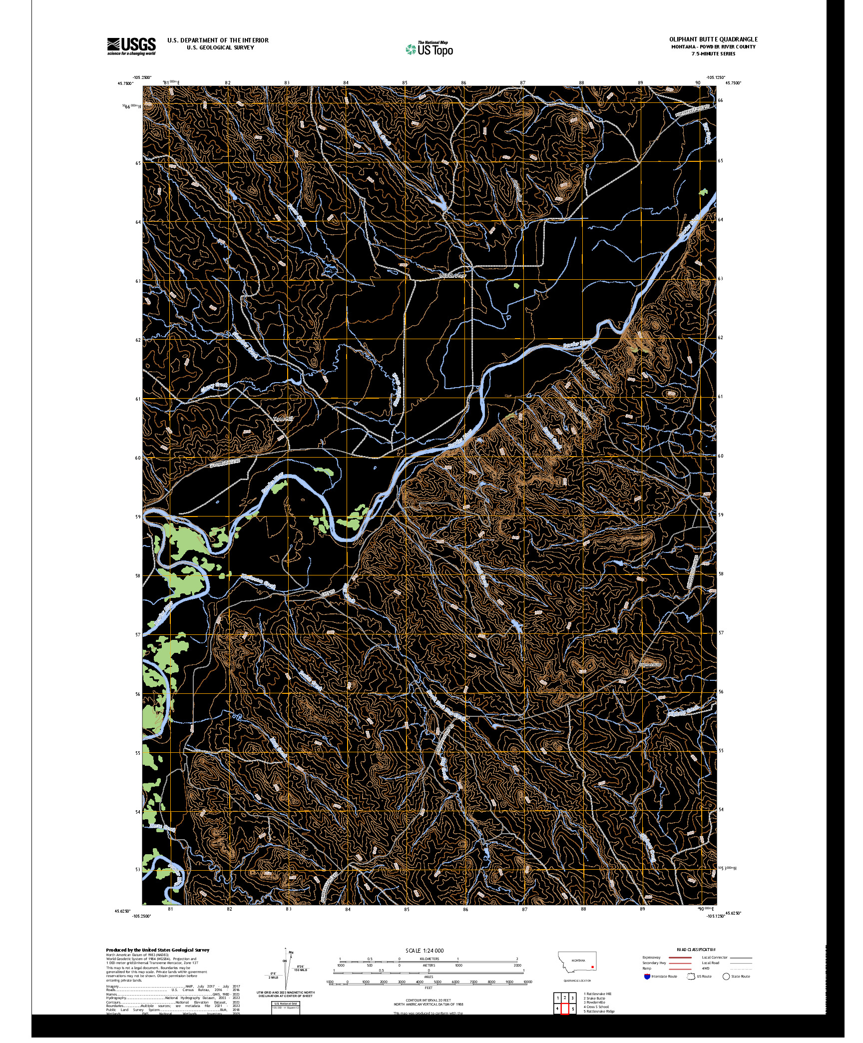 US TOPO 7.5-MINUTE MAP FOR OLIPHANT BUTTE, MT