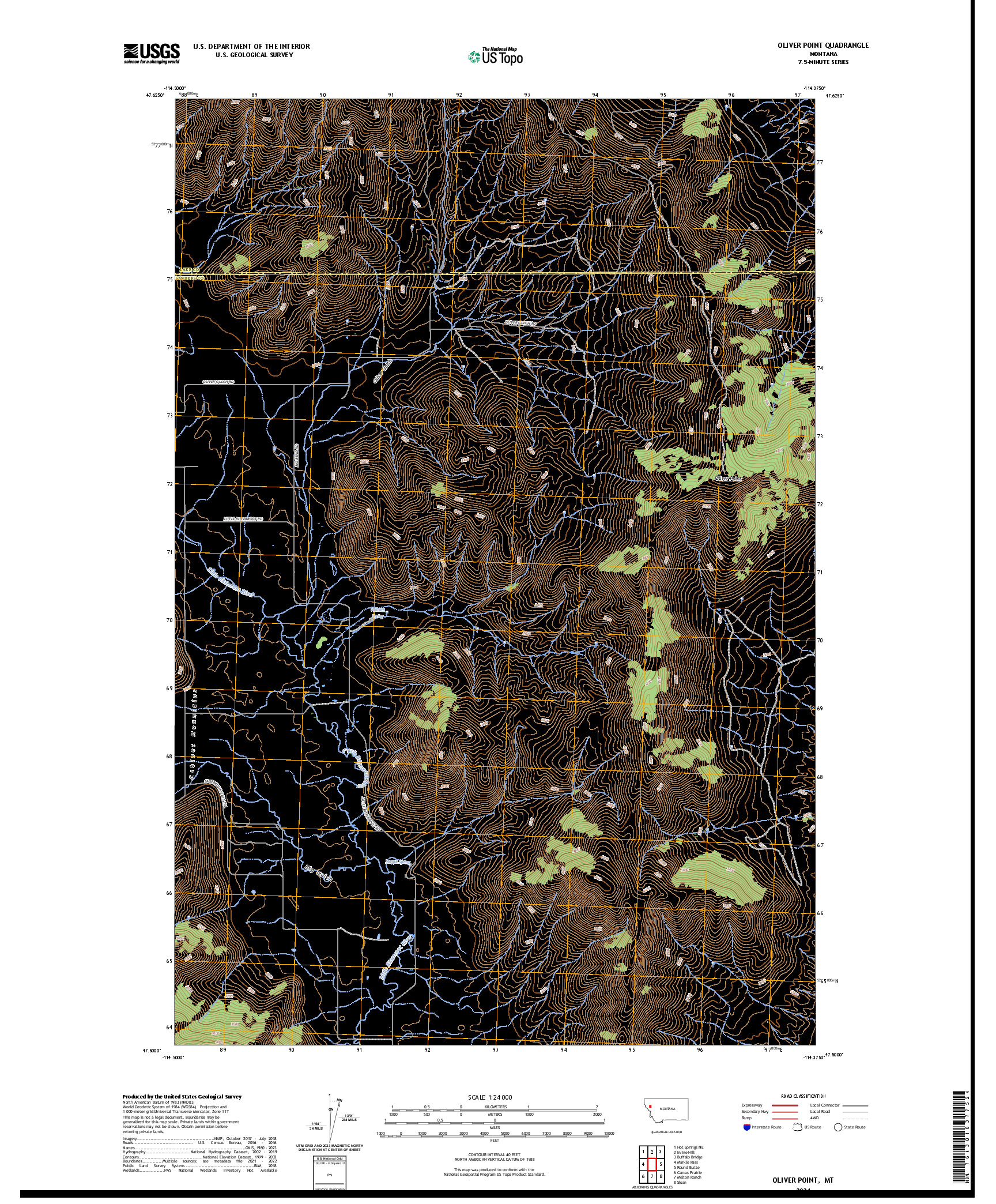 US TOPO 7.5-MINUTE MAP FOR OLIVER POINT, MT